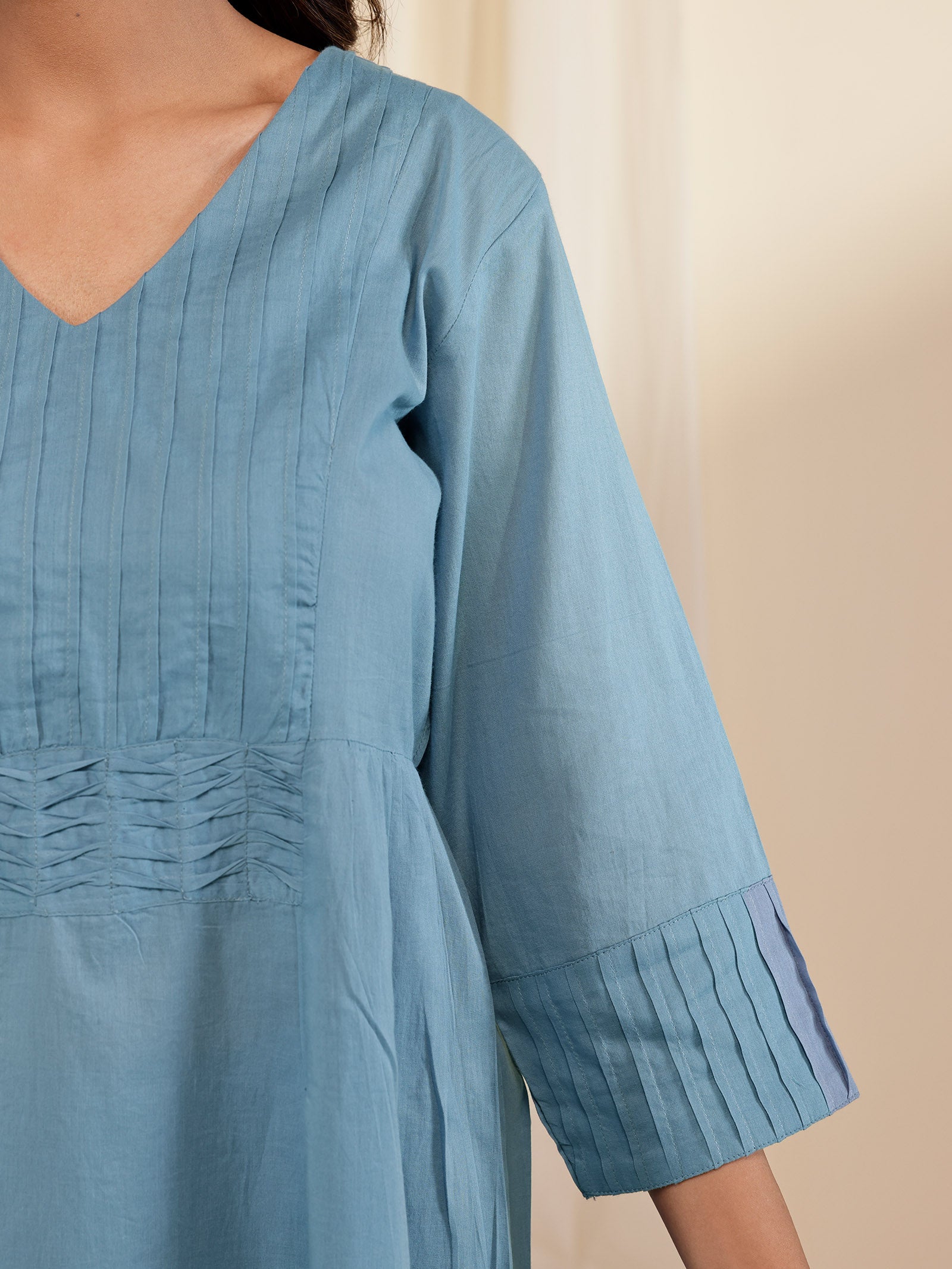 Trance Blue Plain Voile Kurta