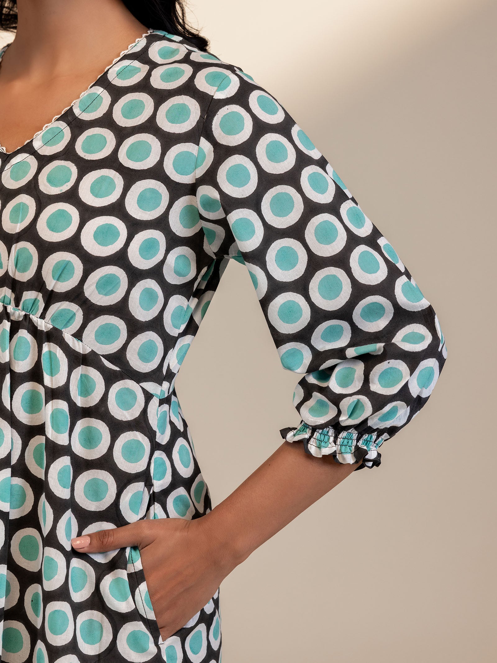 Colour Chrome Turquoise Cotton Dress