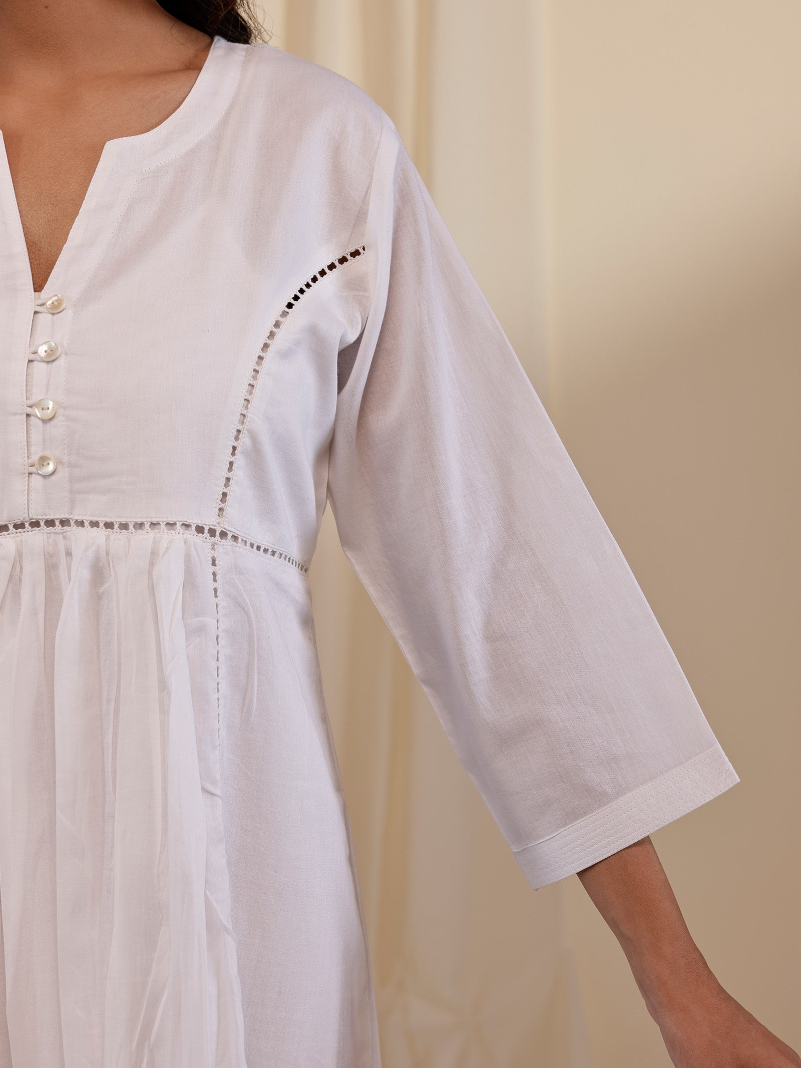 White Wash Frill Voile Dress