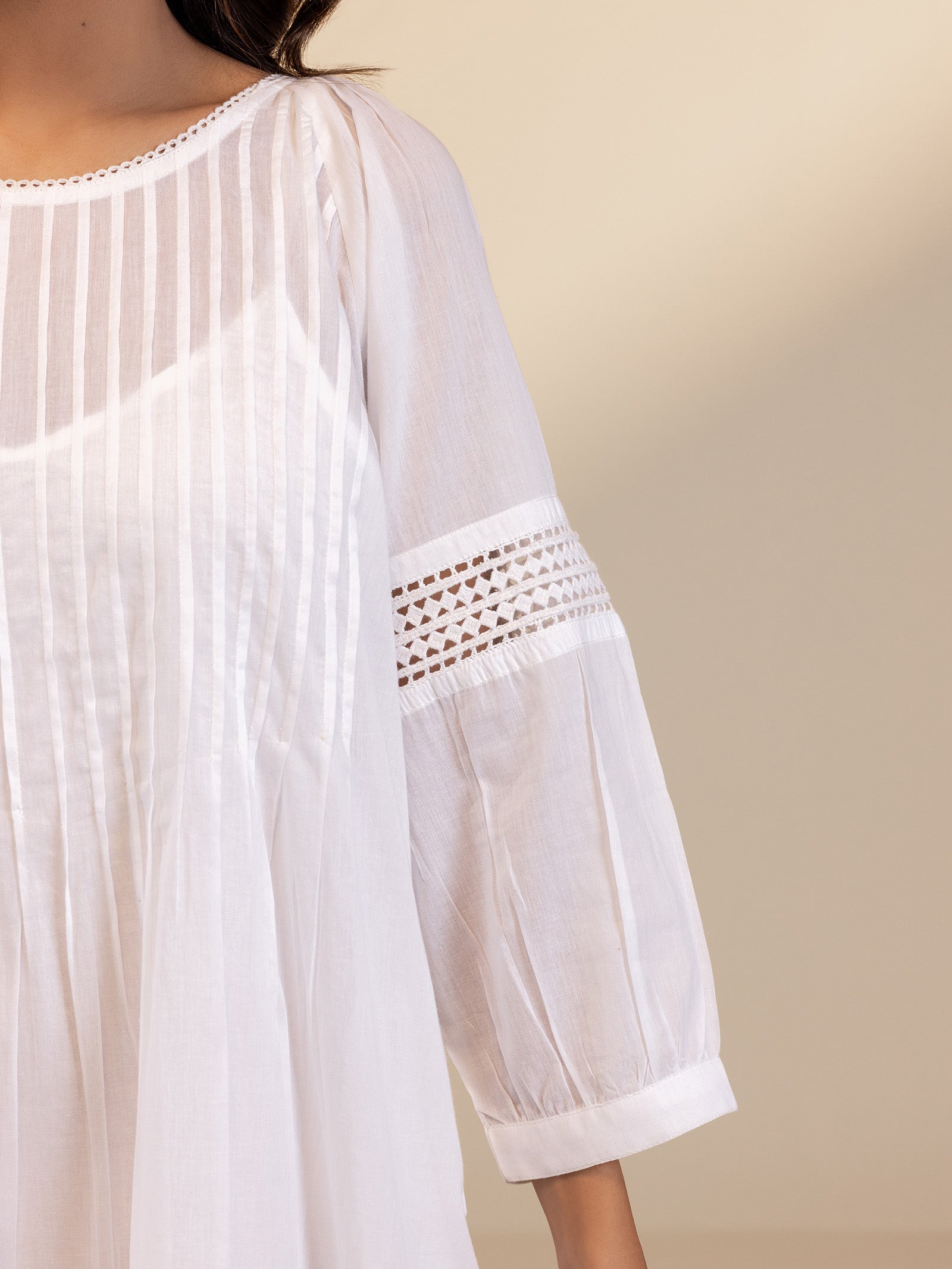 White Wash Lace Voile Dress