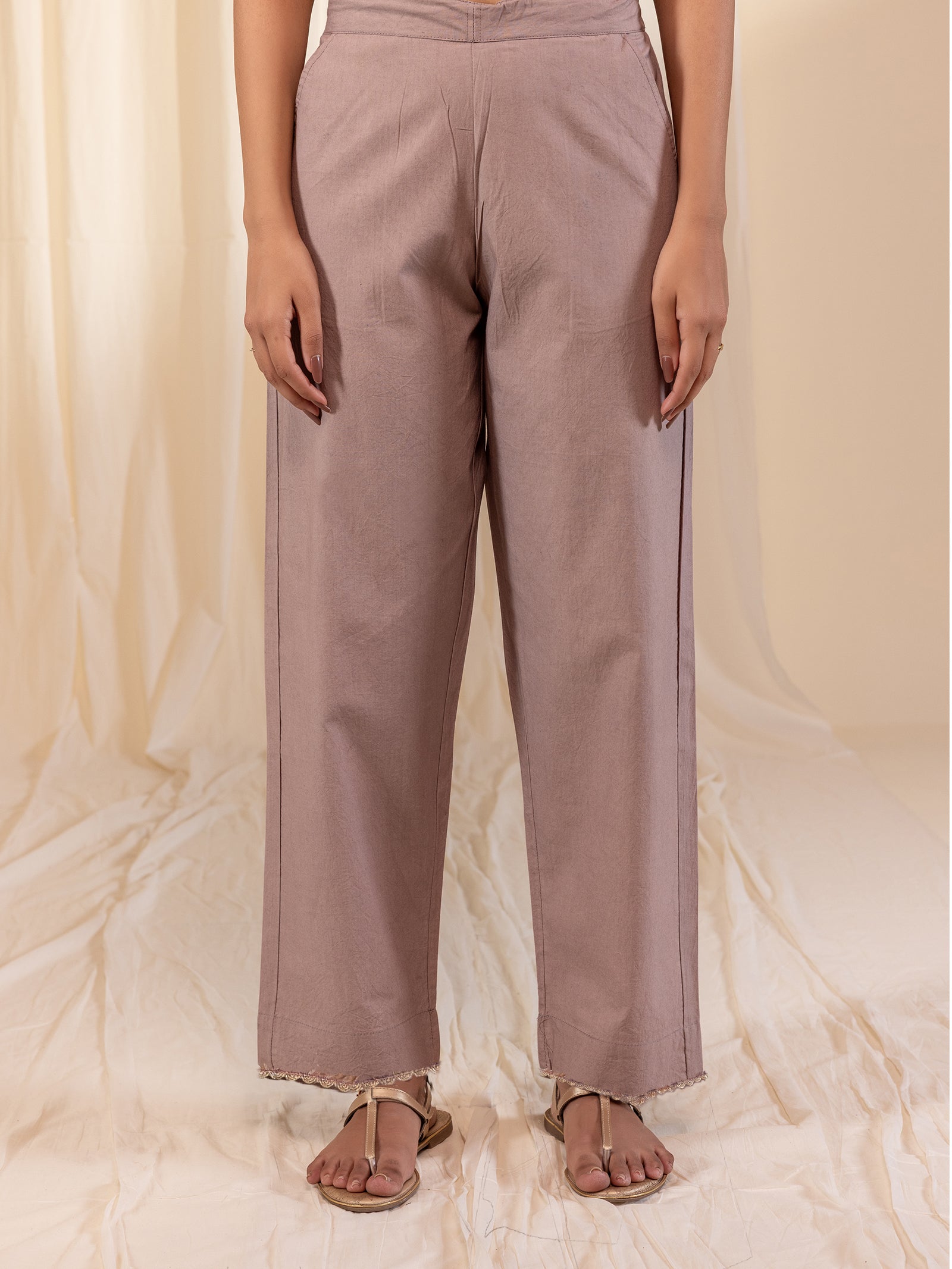 Celebration Mauve Cotton Straight Pant