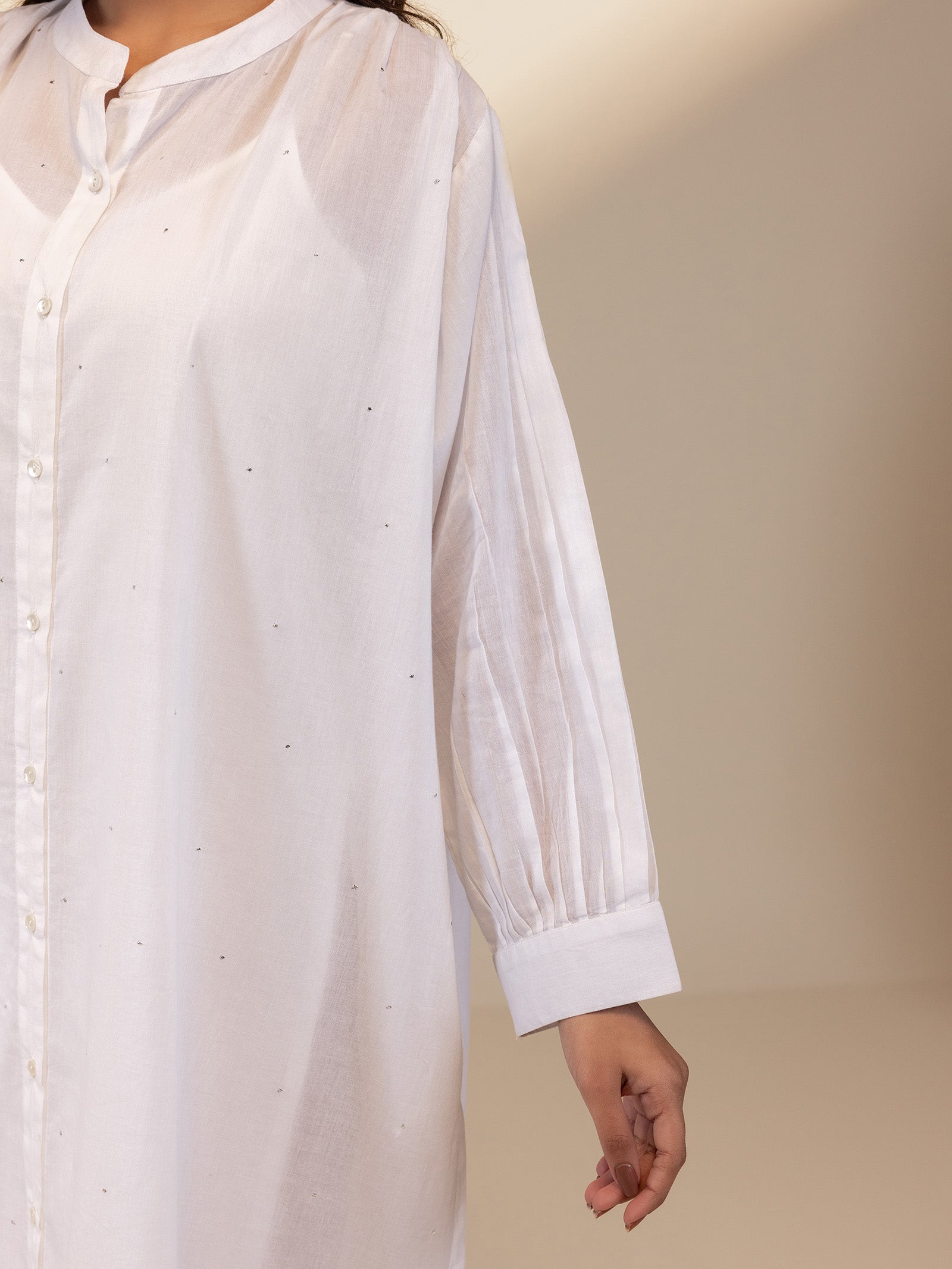 White Wash Mukaish Voile Tunic