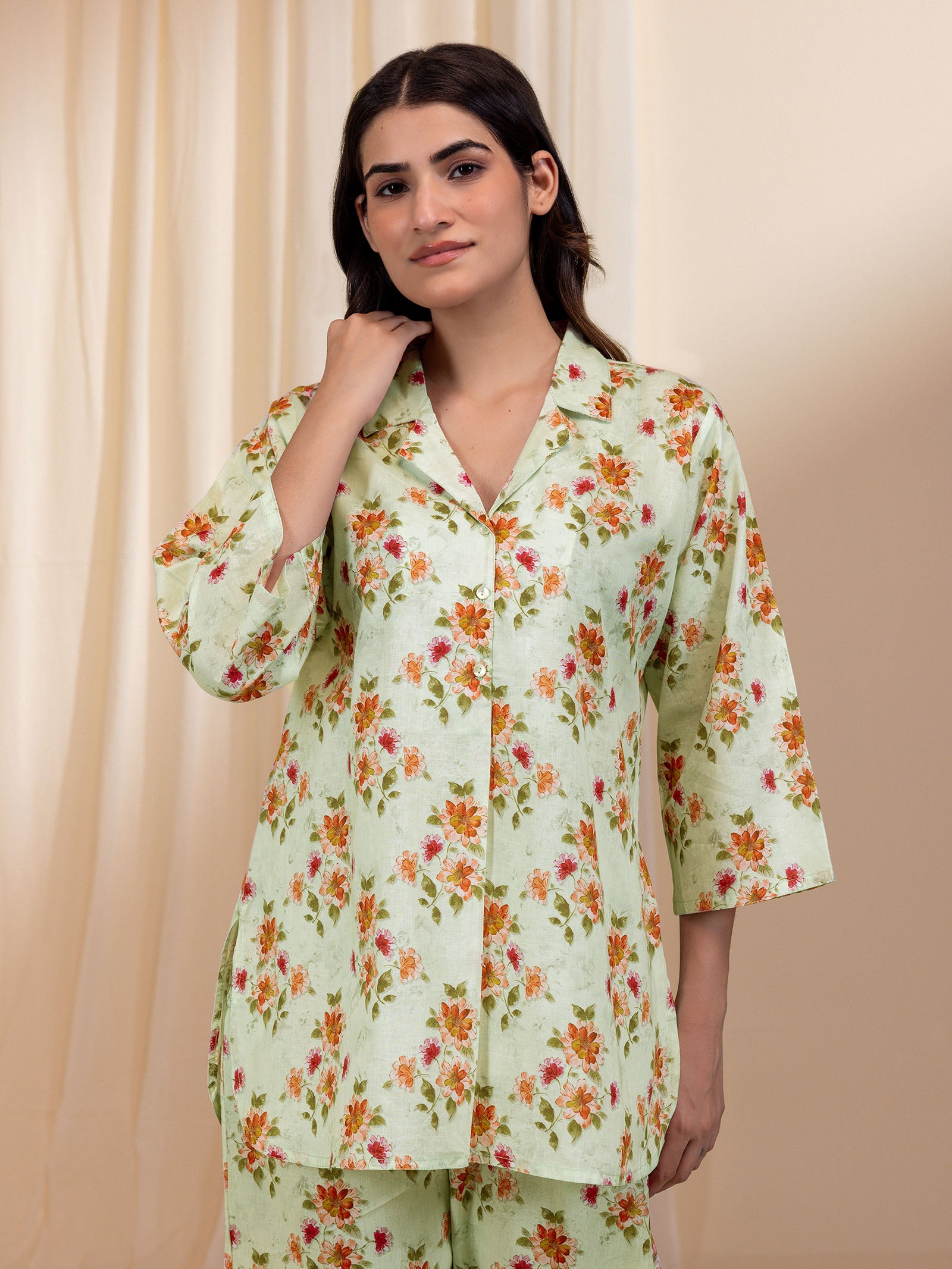 English Green Voile Night Suit