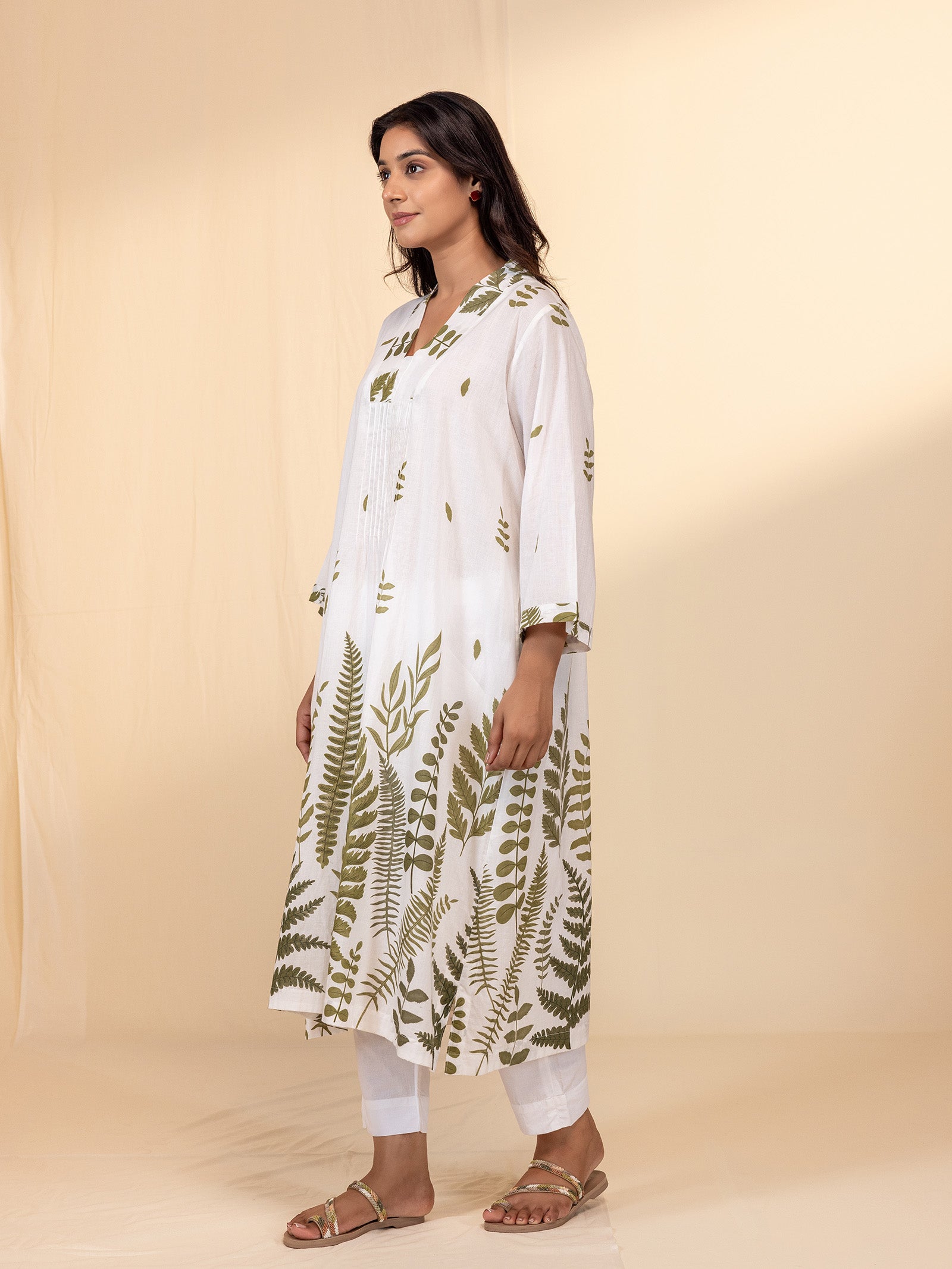 Green Leaves Cotton Kurta
