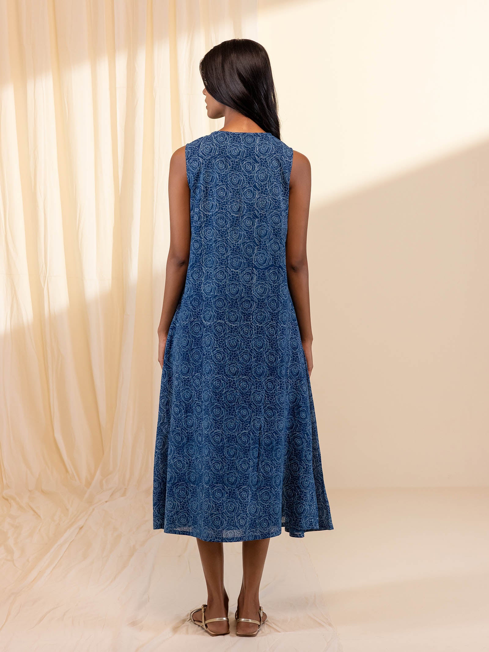 Indigo Roses Voile Dress