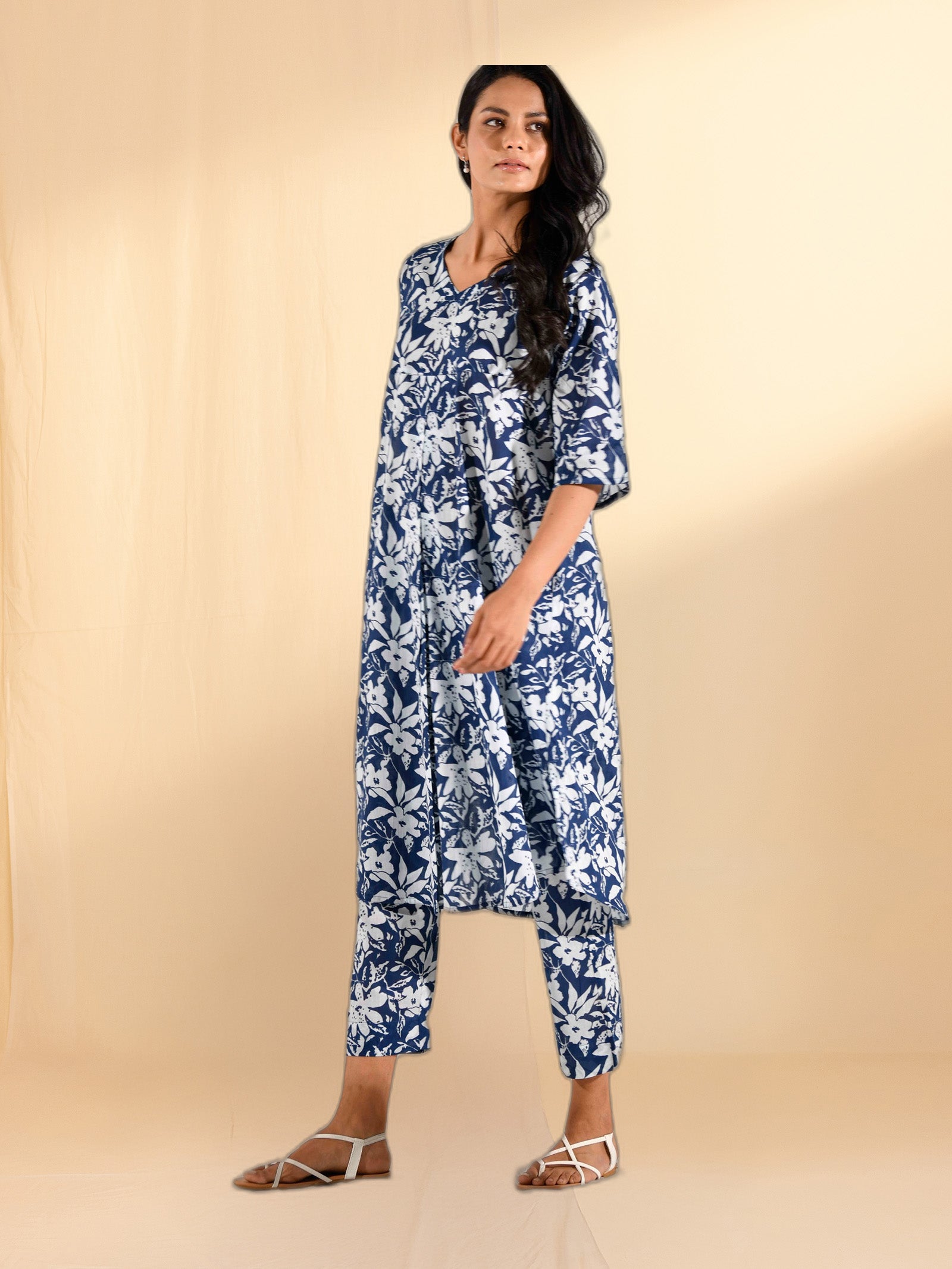 Ink Blue Voile Kurta