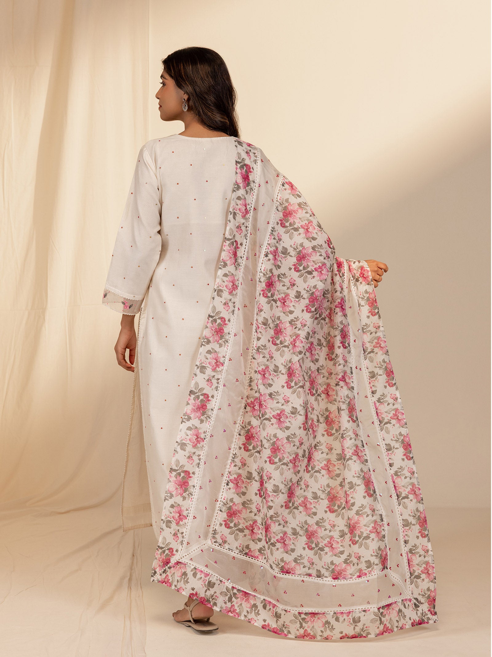 Pearl Petals Chanderi Dupatta