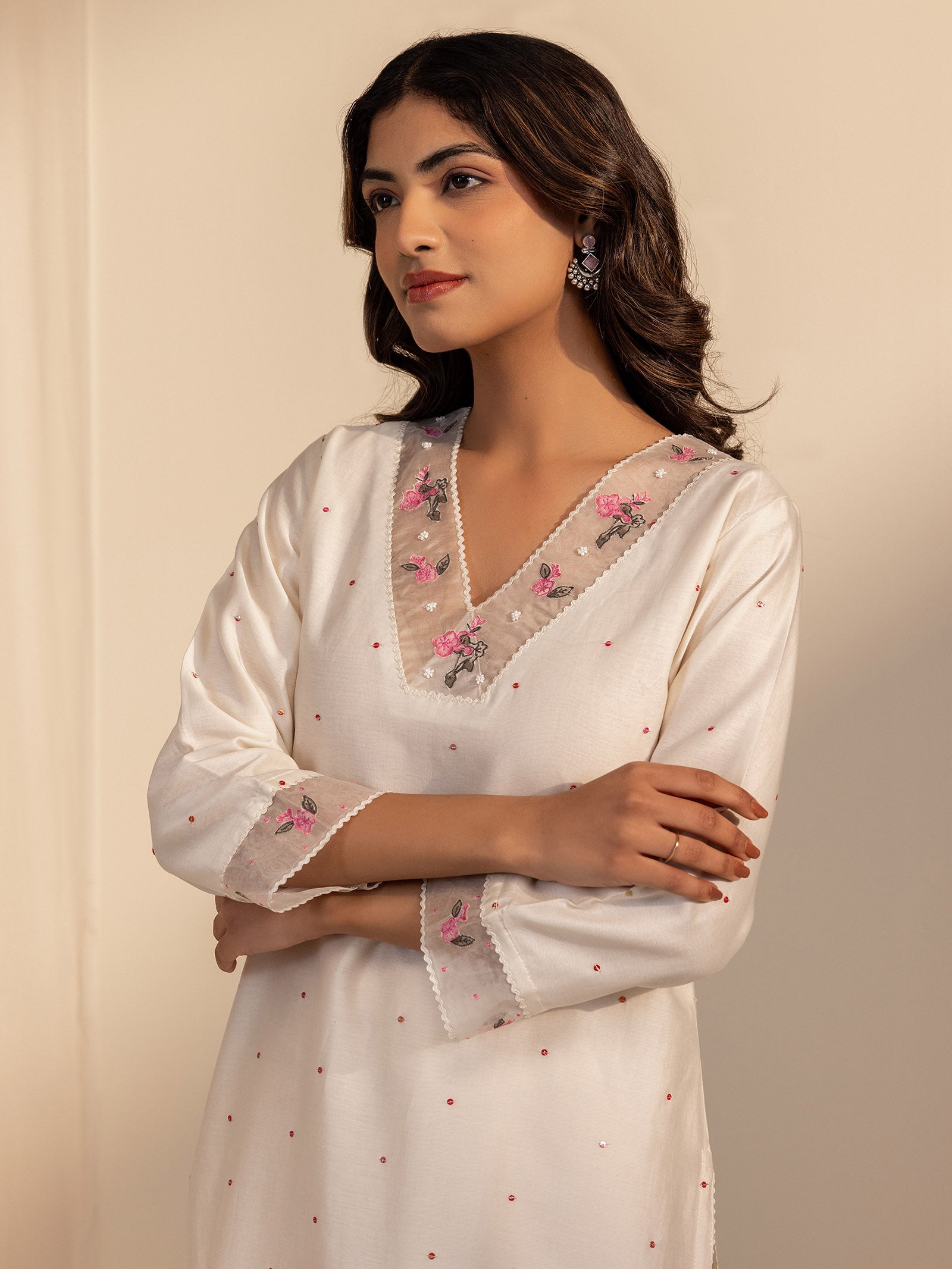 Pearl Petals Chanderi Kurta