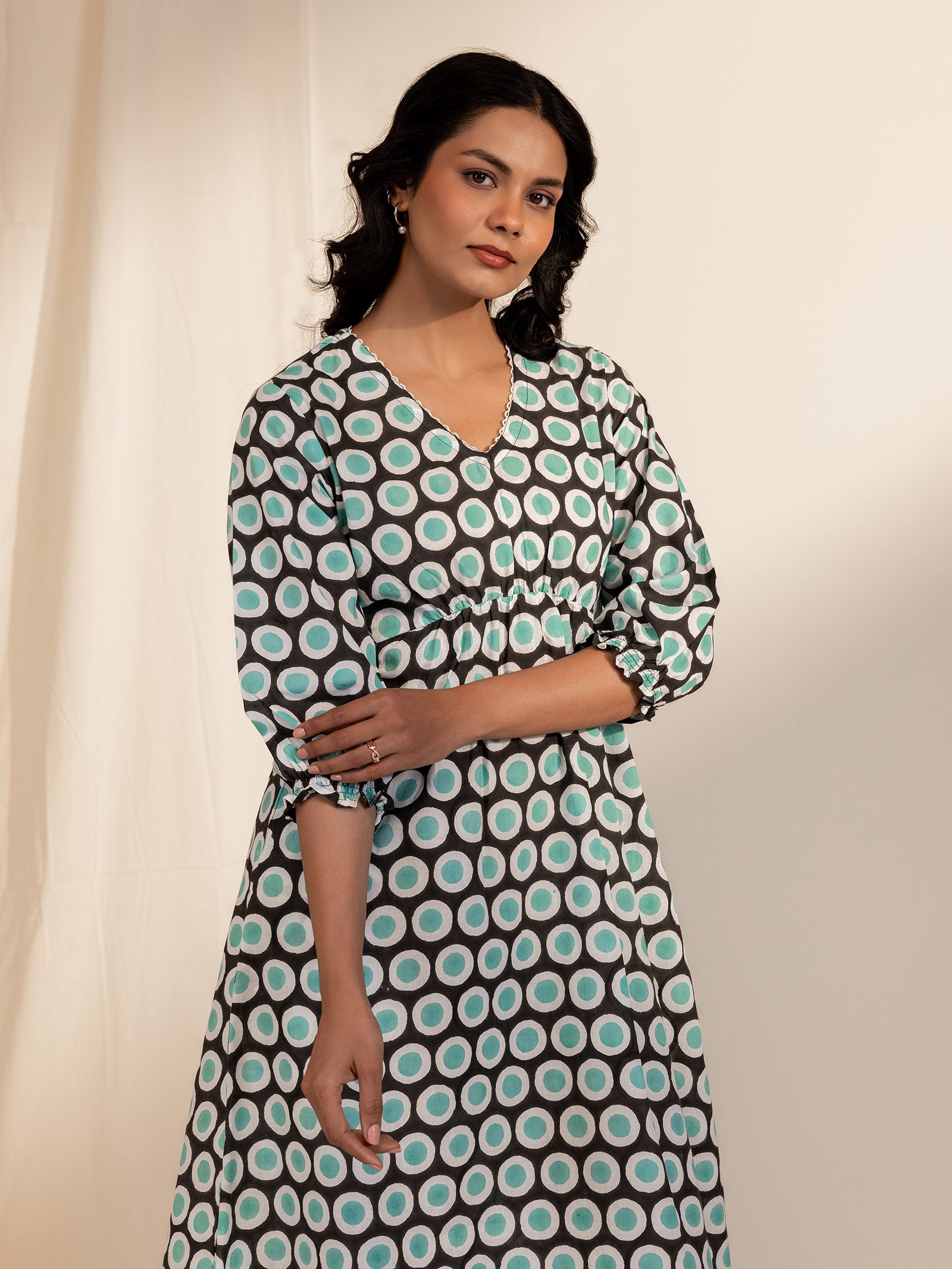 Colour Chrome Turquoise Cotton Dress