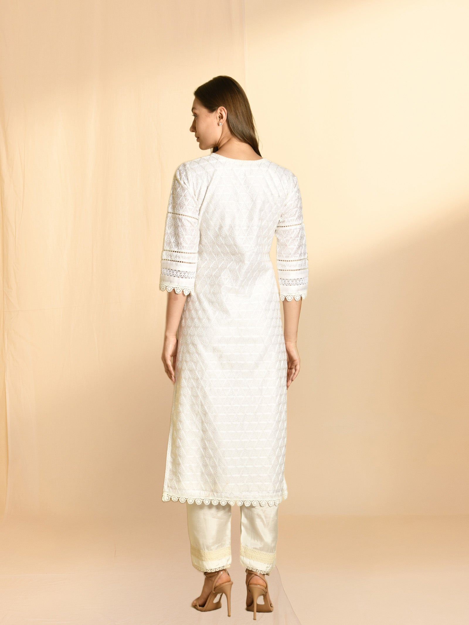 White Blossom Chanderi Kurta