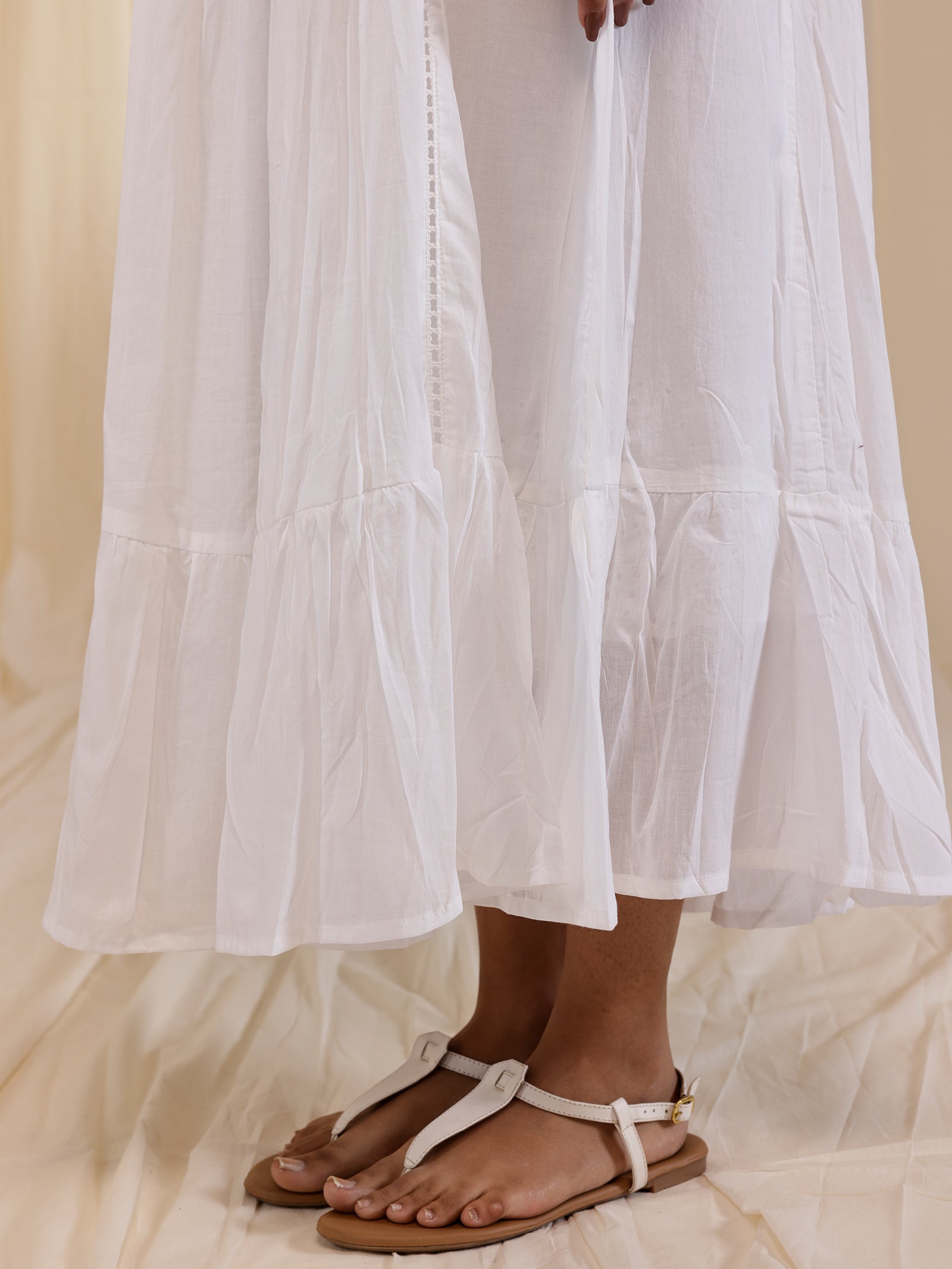 White Wash Frill Voile Dress