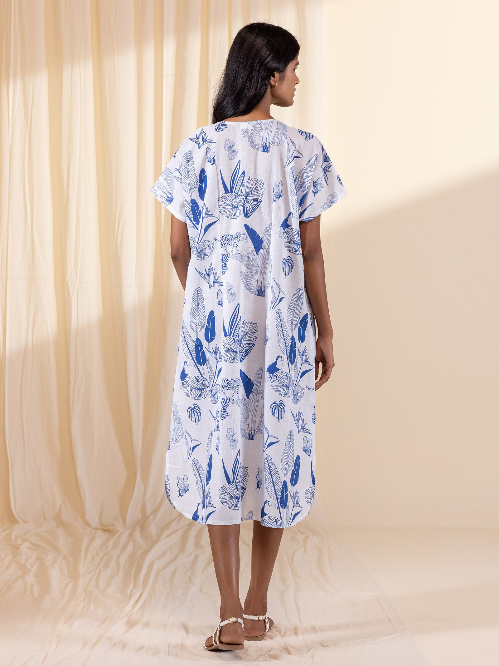 Blue Tropical Island Bali Cotton Dress