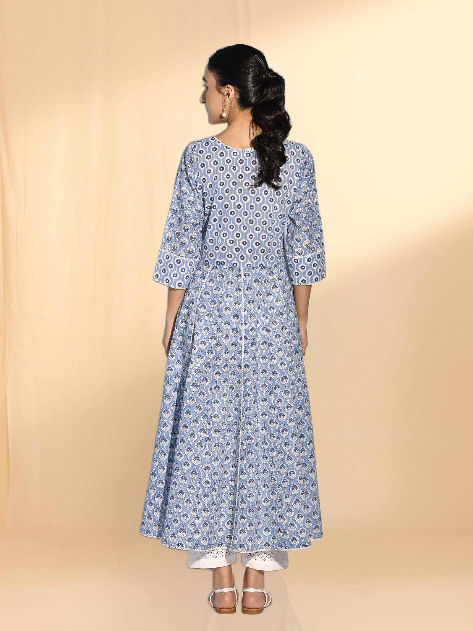 Sky Blue Cosmos Cotton Kurta