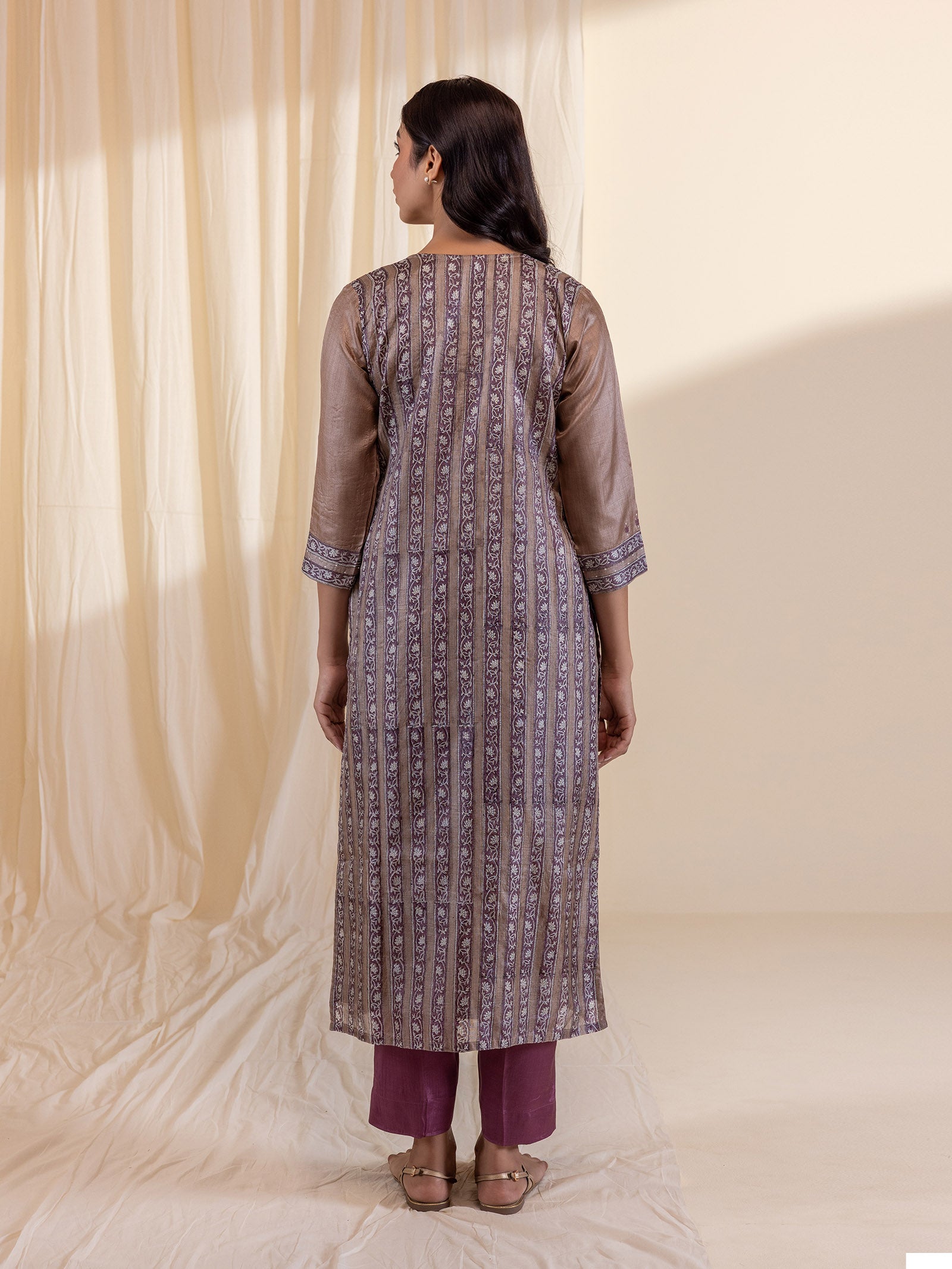 Chocolate Tussar Silk Kurta