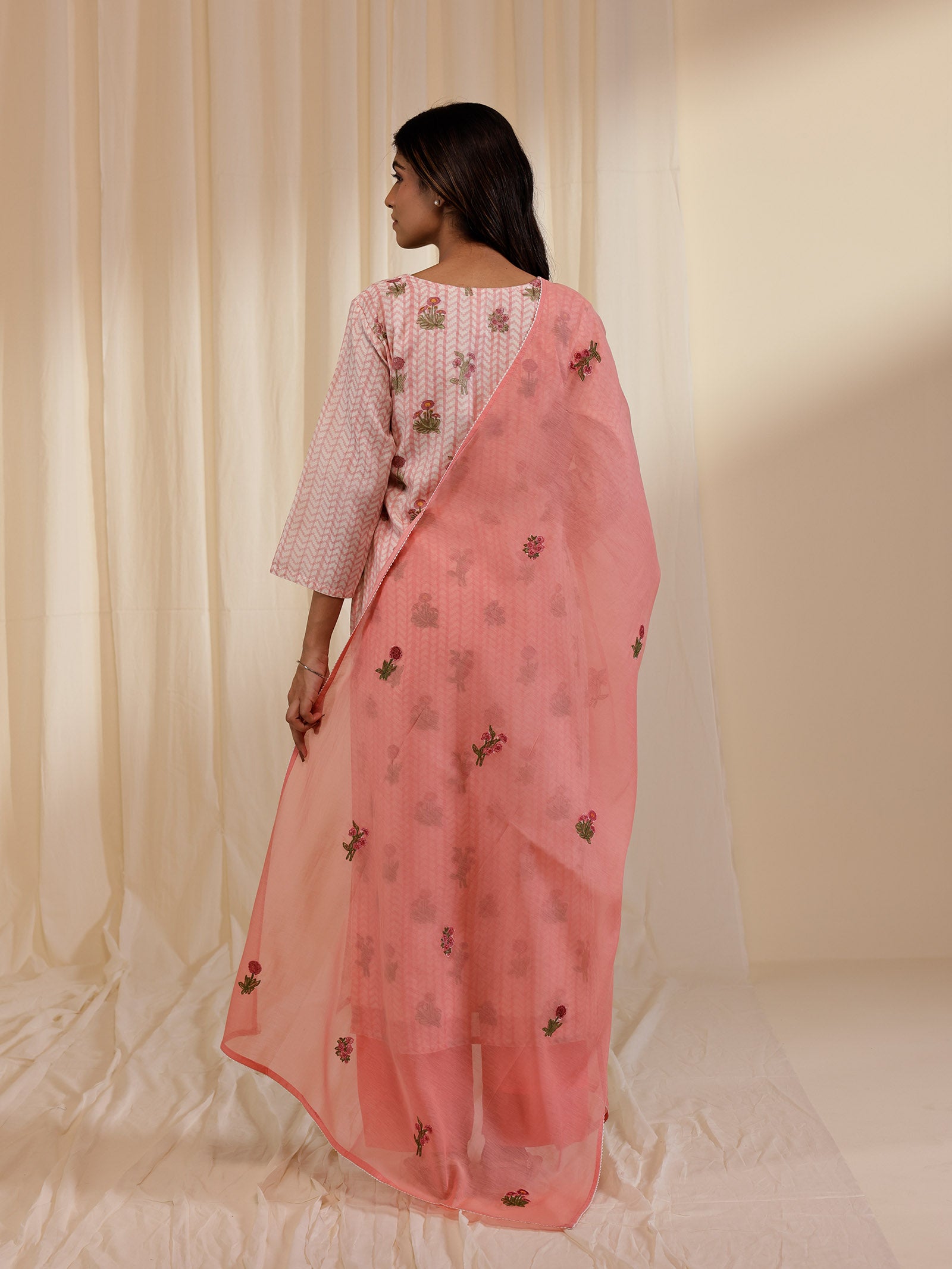 Fussy Fusion Peach Chanderi Dupatta