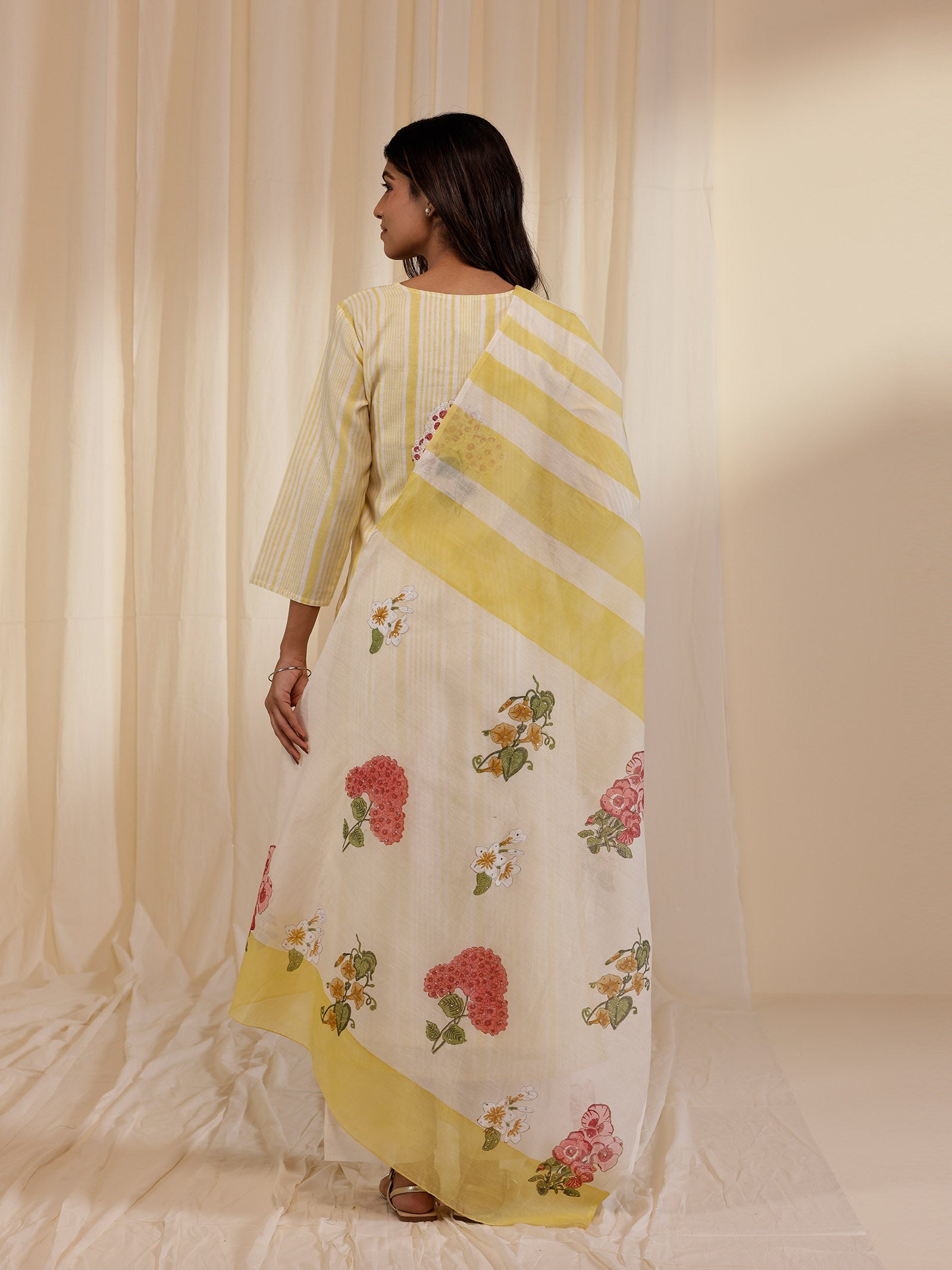 Fussy Fusion Yellow Chanderi Dupatta