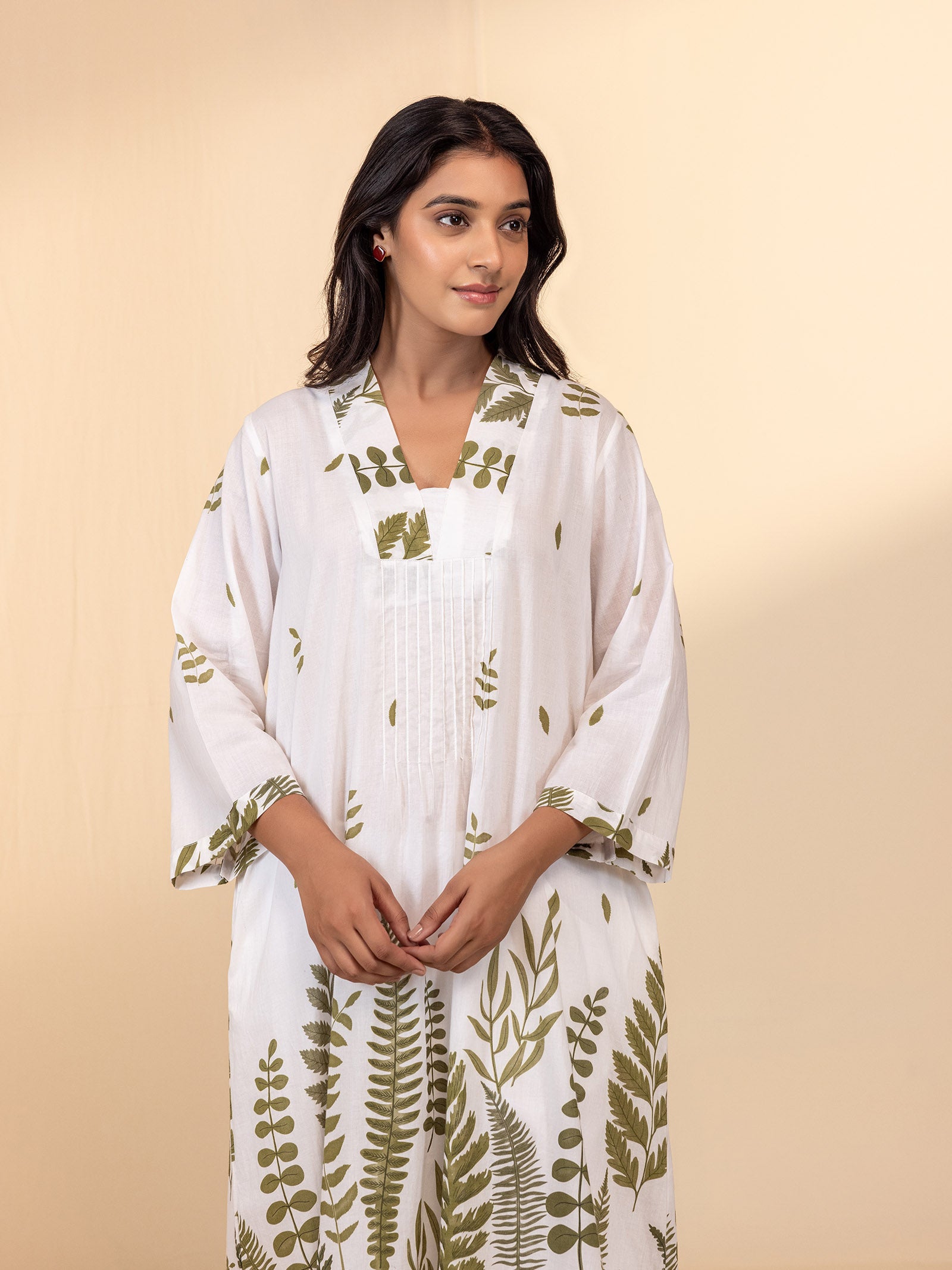 Green Leaves Cotton Kurta