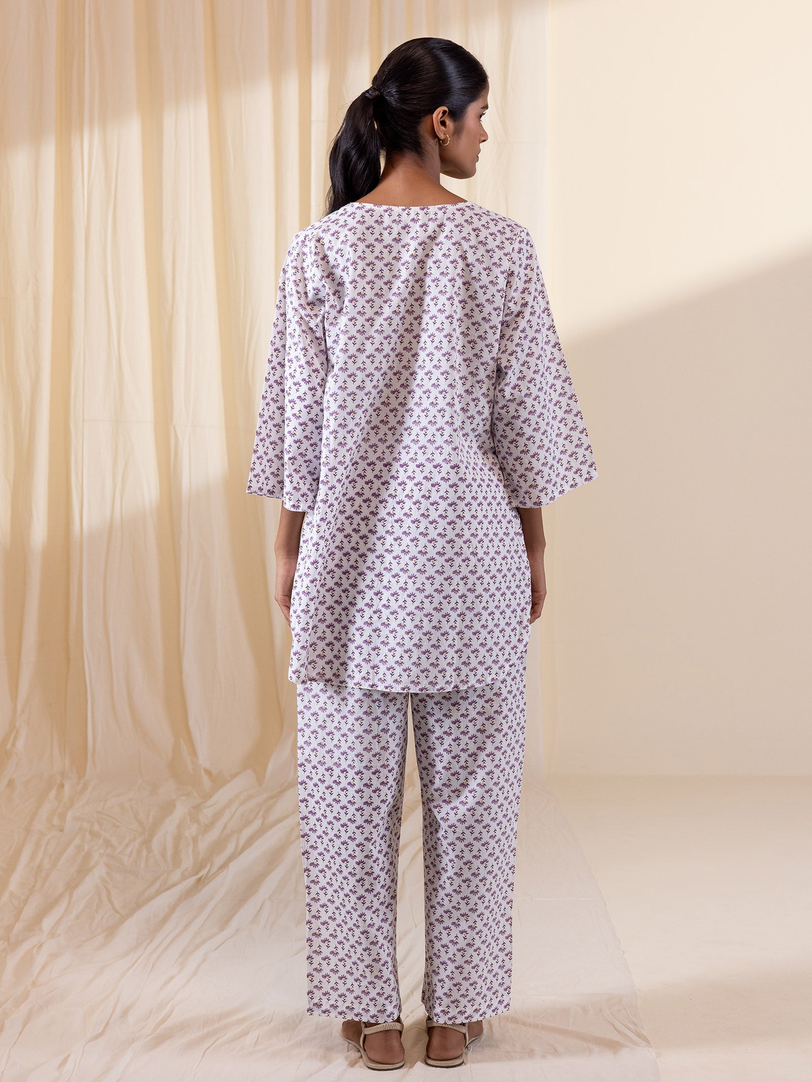 Lavender Dew Cotton Night Suit