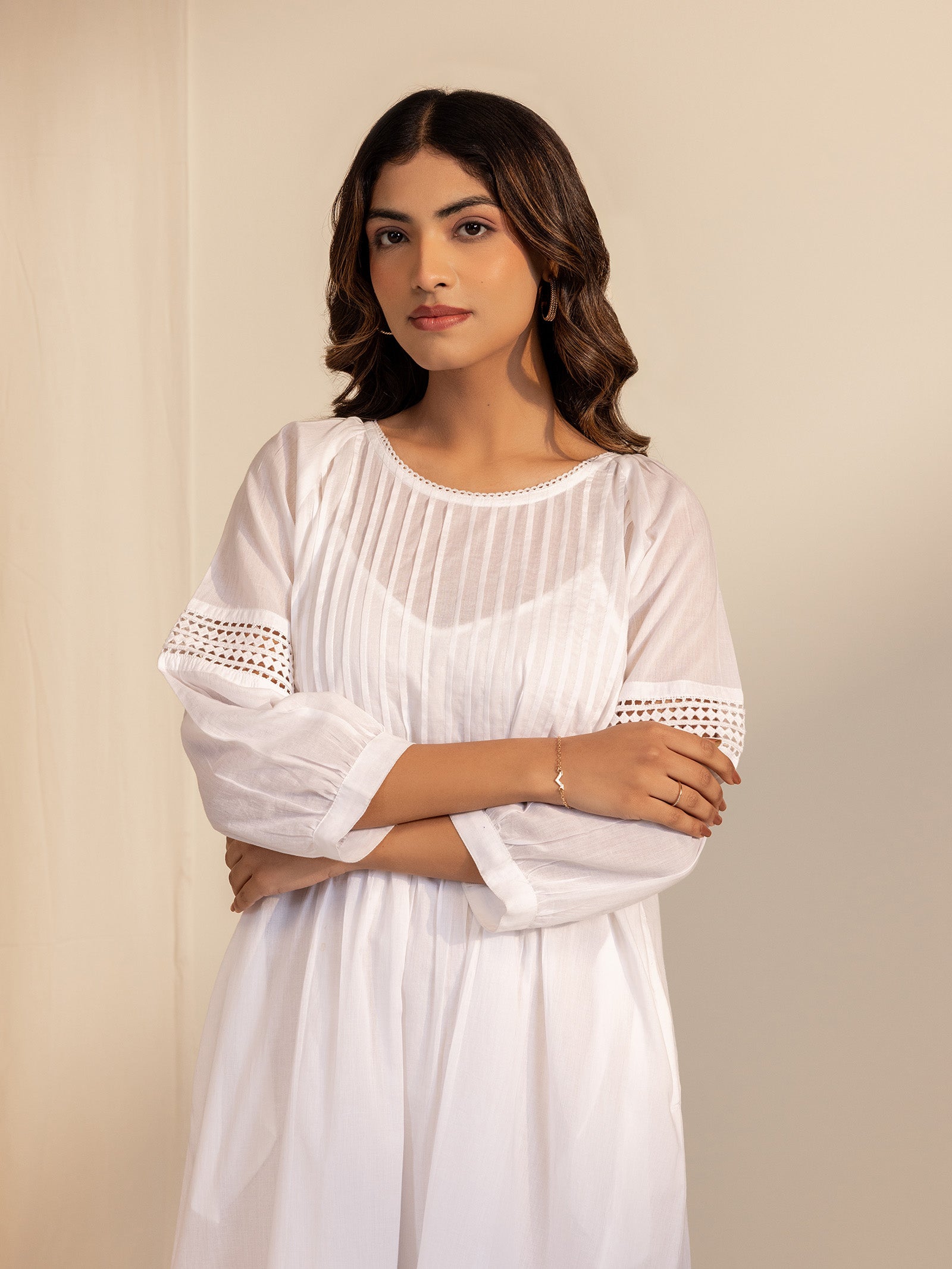 White Wash Lace Voile Dress