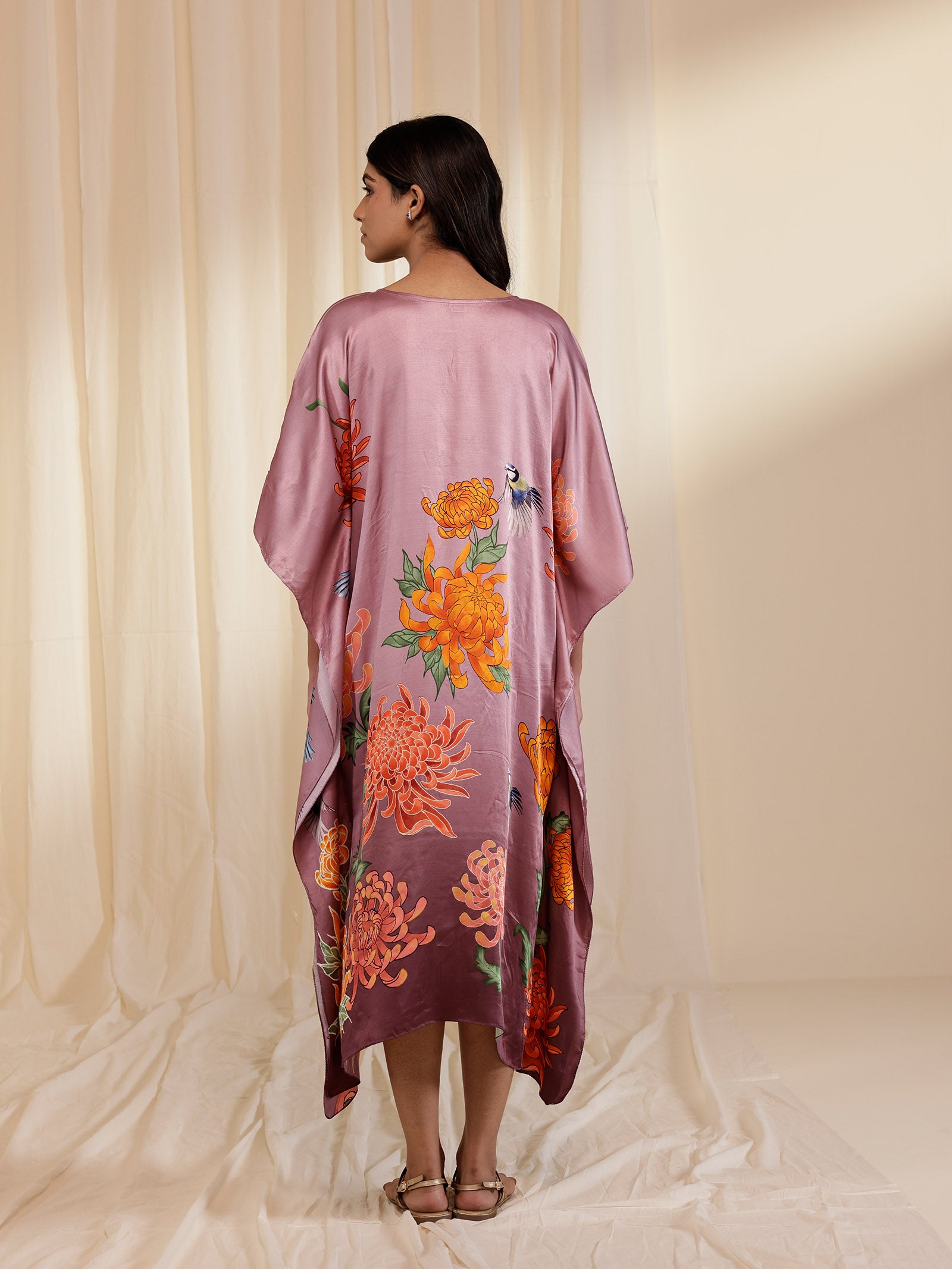 Ikigai Dusky Rose Modal Satin Kaftan