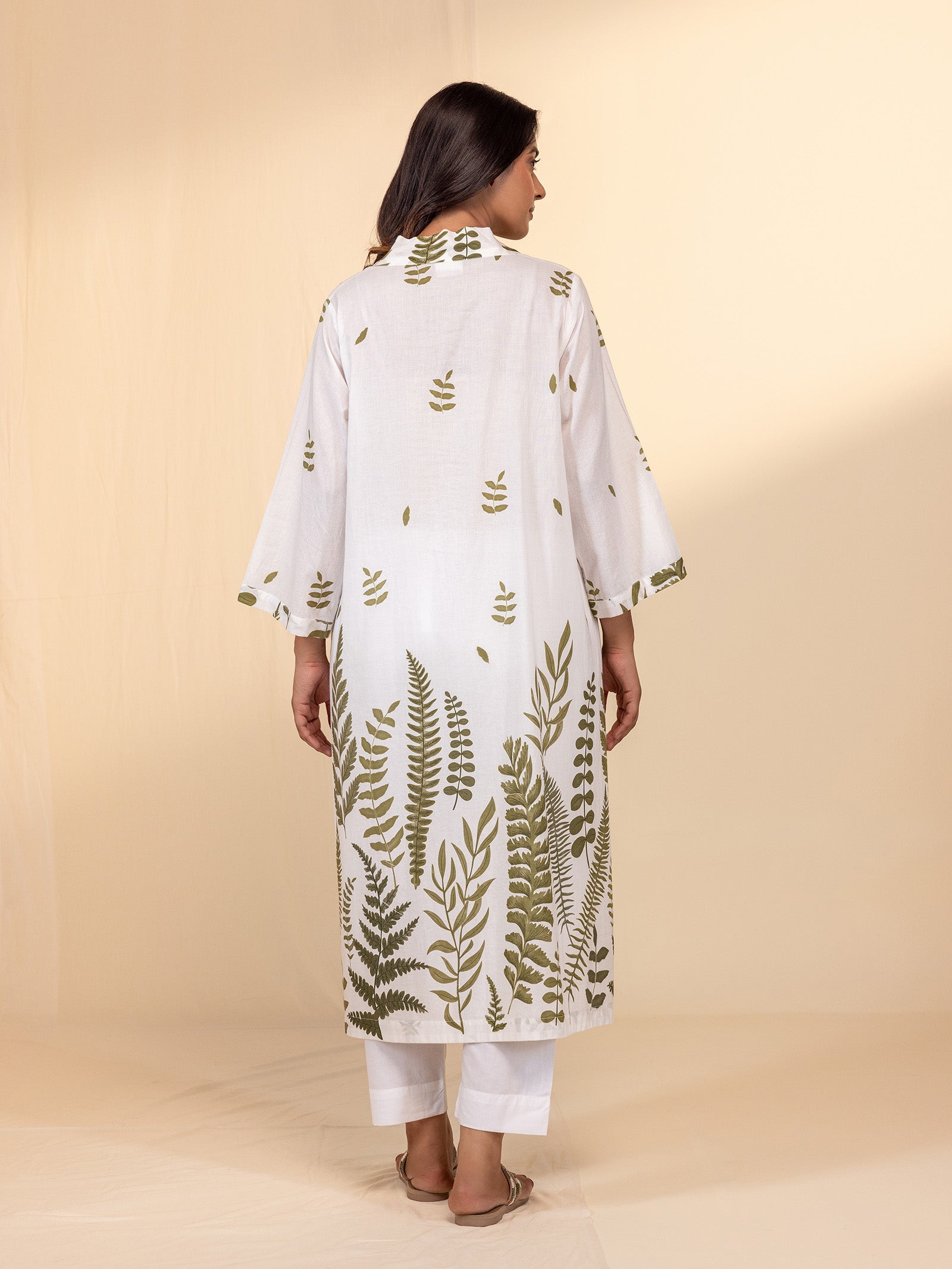 Green Leaves Cotton Kurta