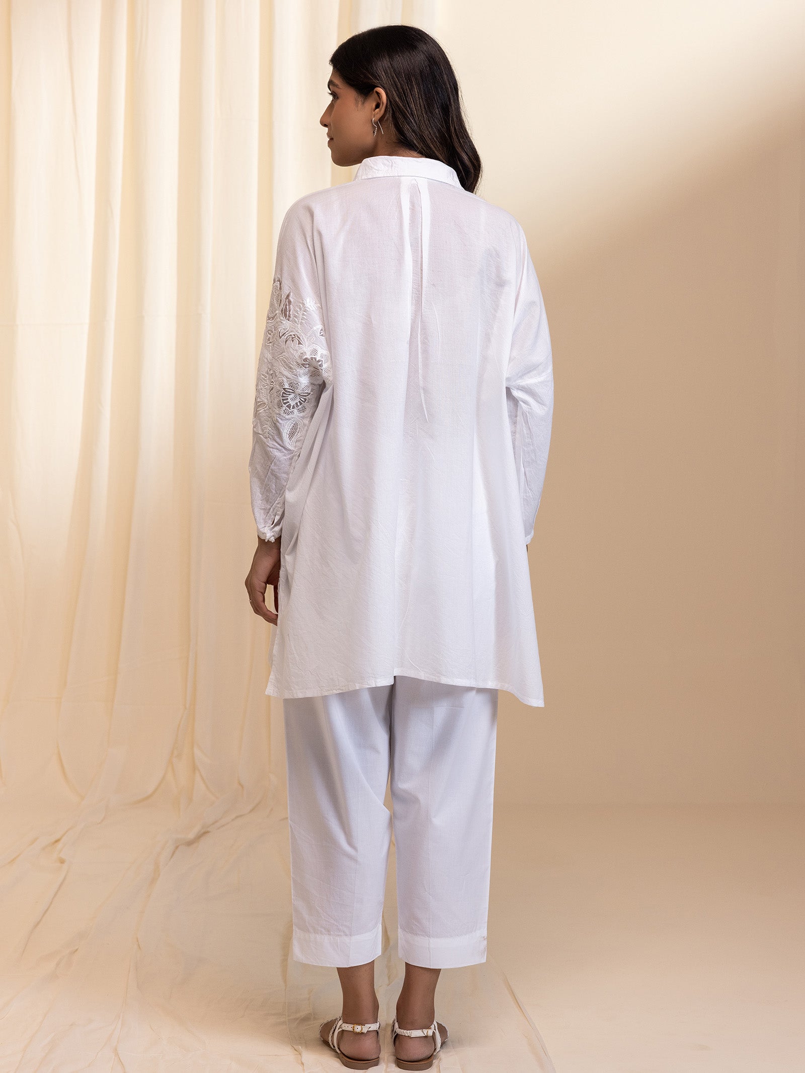 White Wash Madras Cotton Shirt - Exclusive Emb