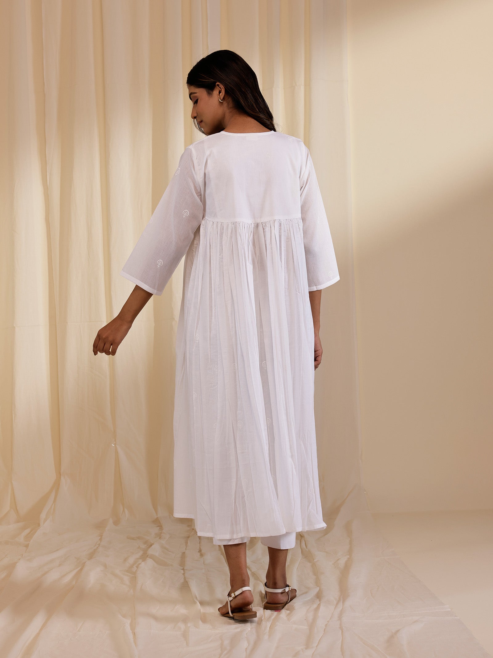 White Wash Gathered Voile Tunic