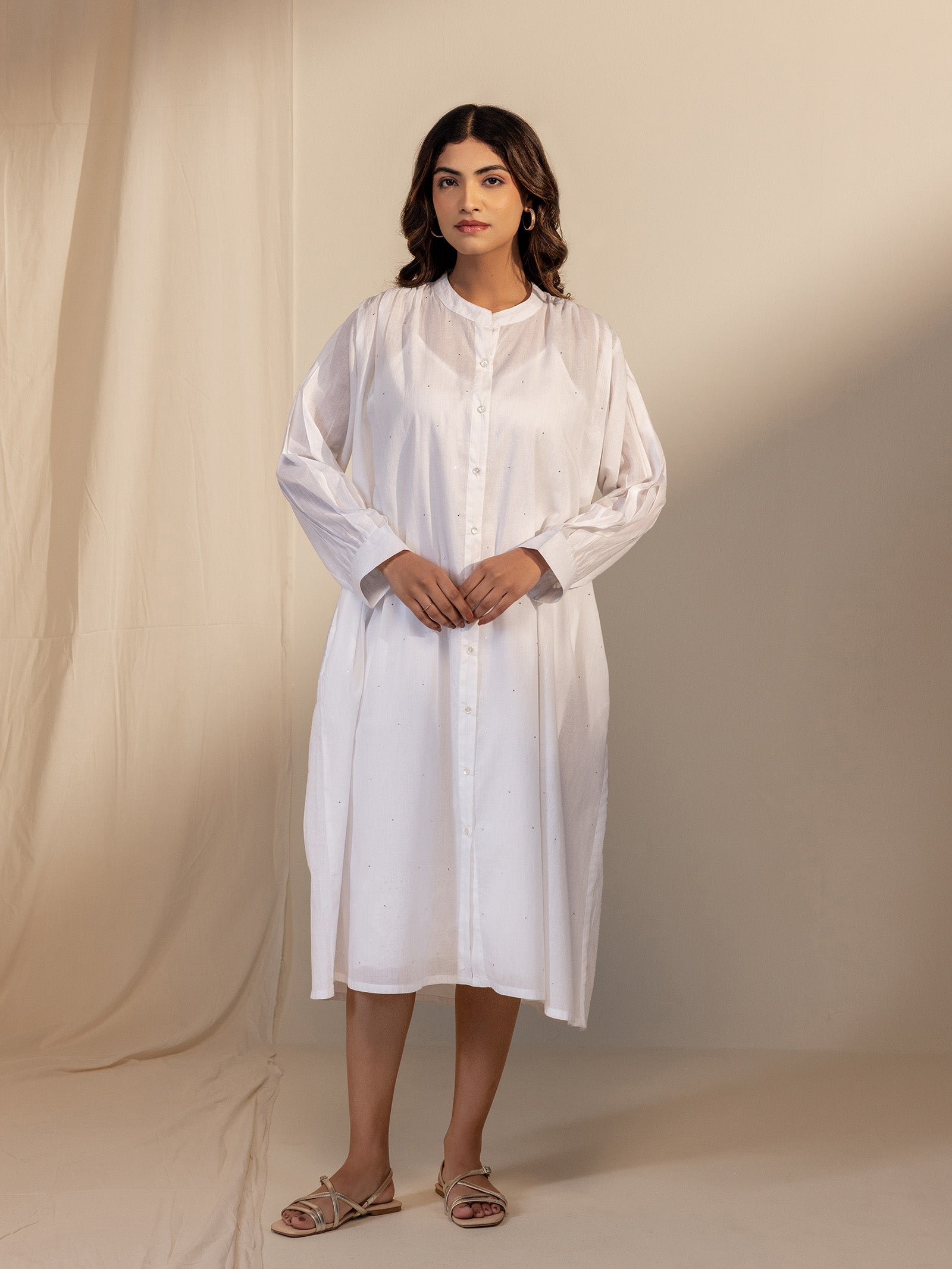 White Wash Mukaish Voile Tunic