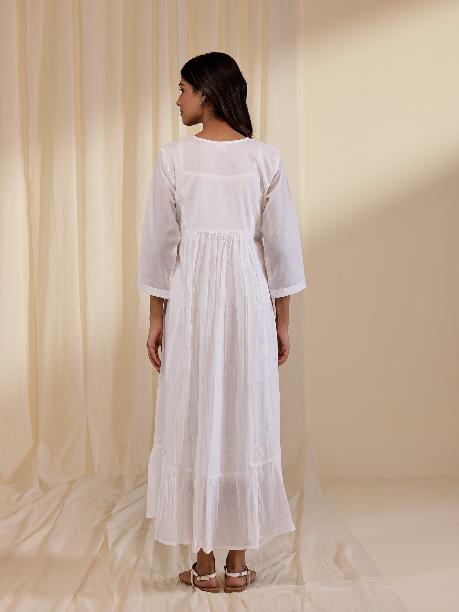 White Wash Frill Voile Dress