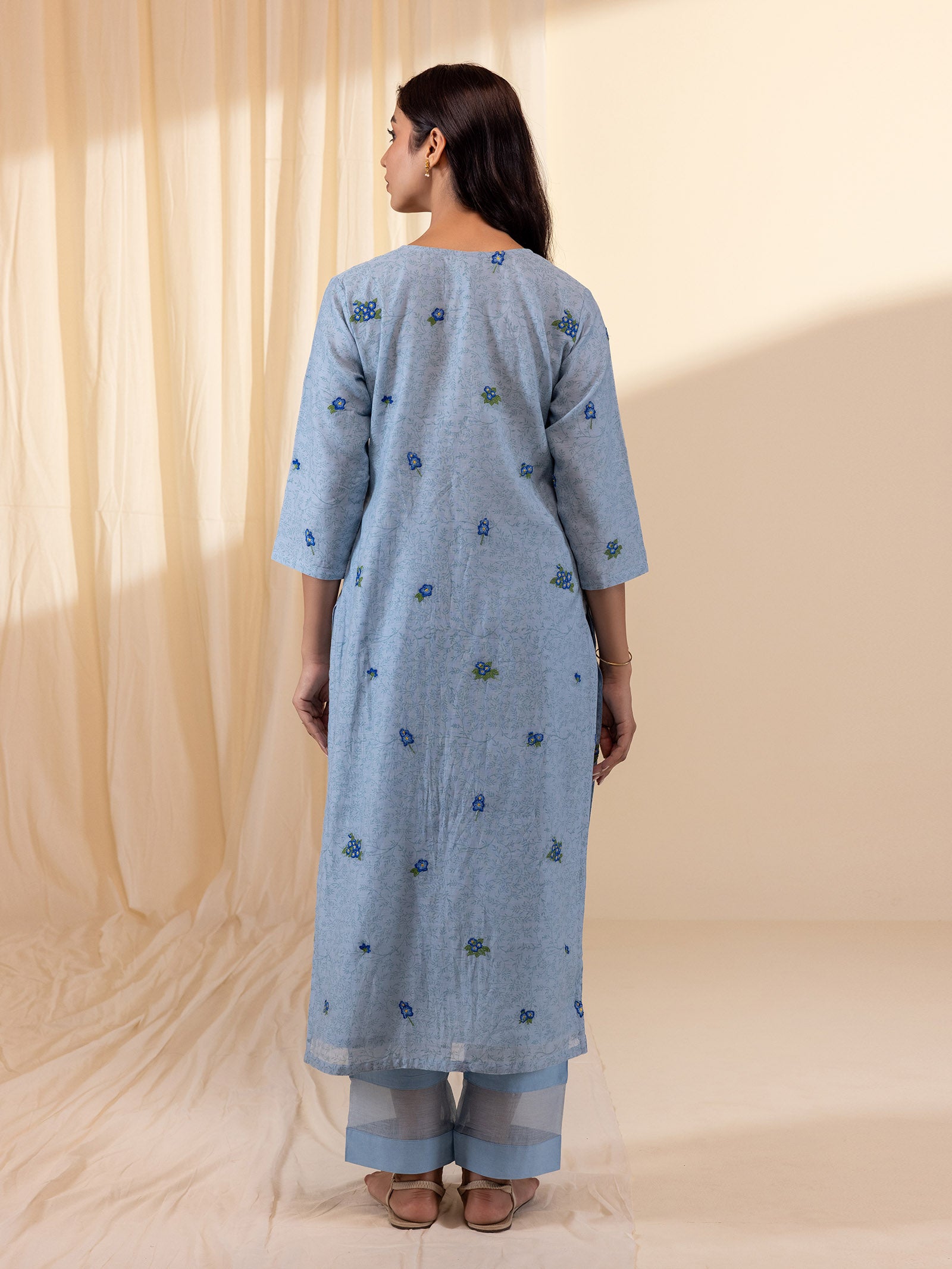 Alice In Wonderland Blue Chanderi Kurta