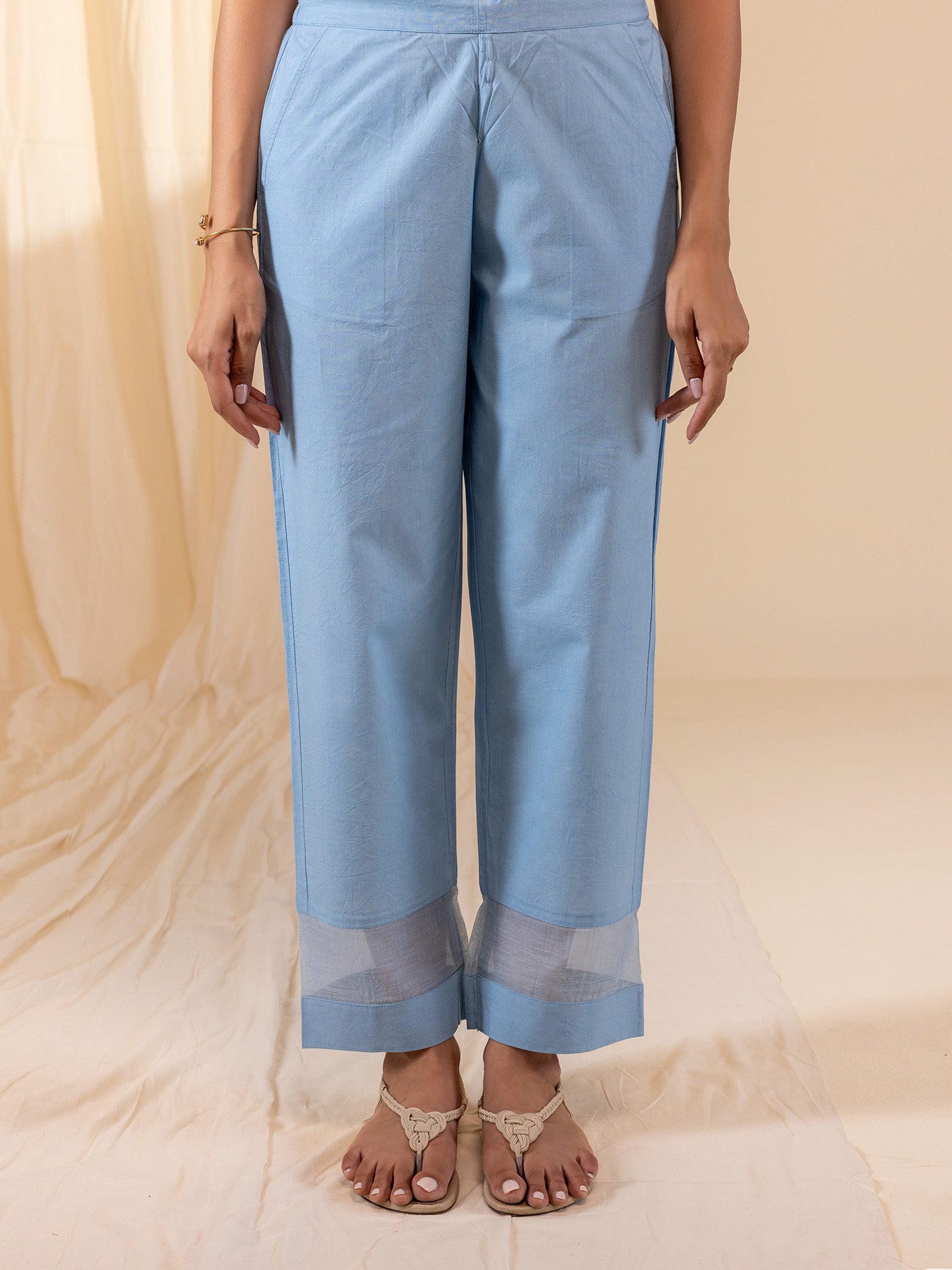 Alice In Wonderland Blue Cotton Straight Pant