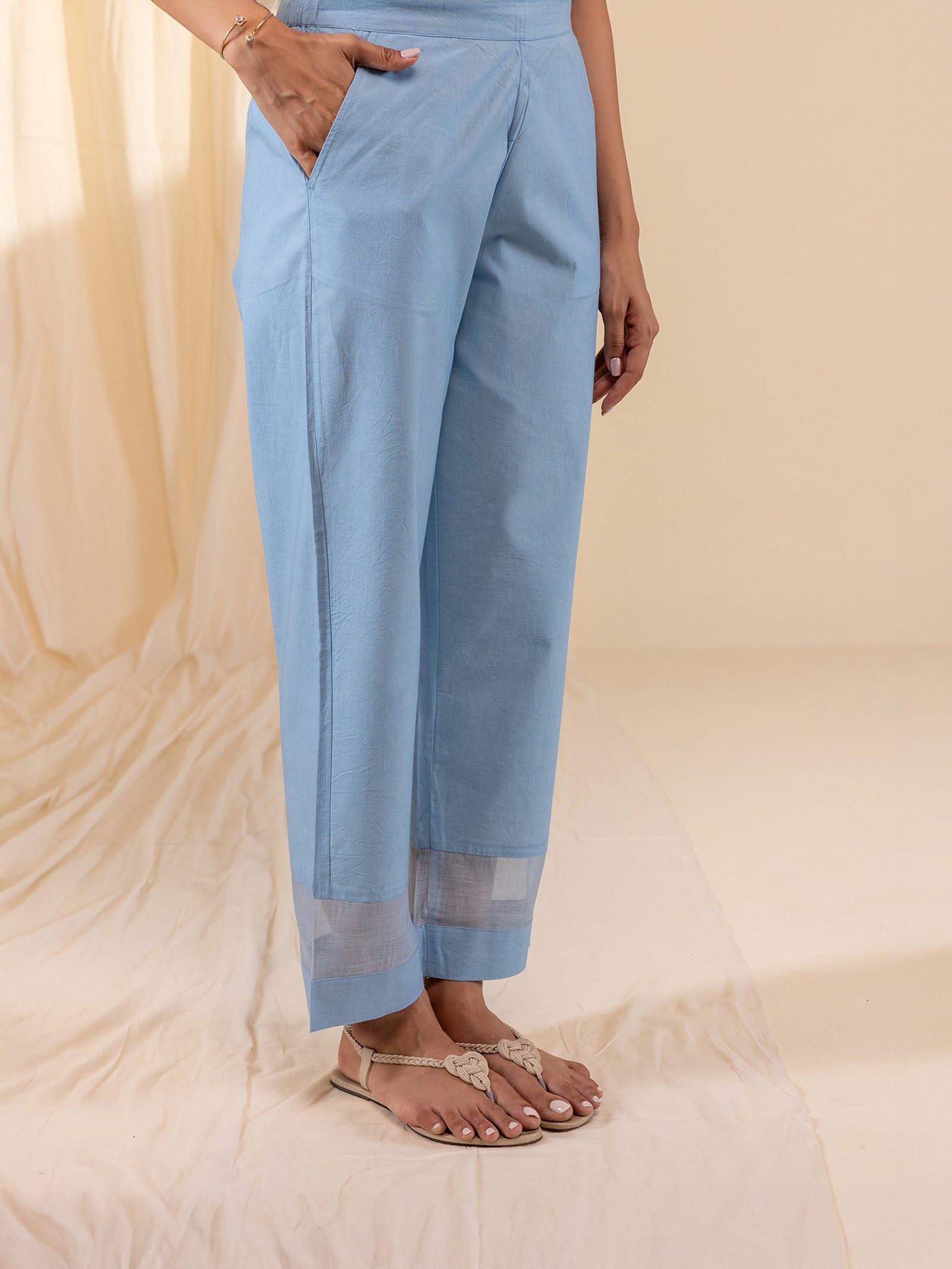 Alice In Wonderland Blue Cotton Straight Pant