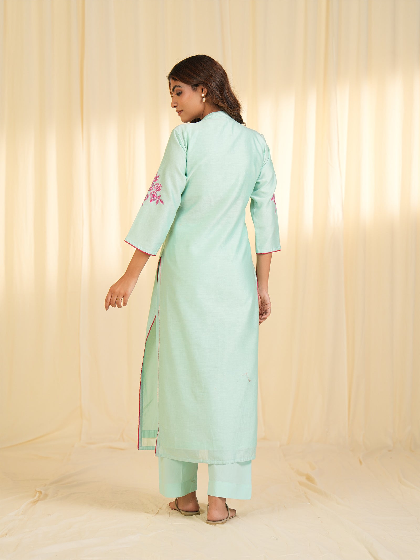 Aqua Rose Chanderi Kurta