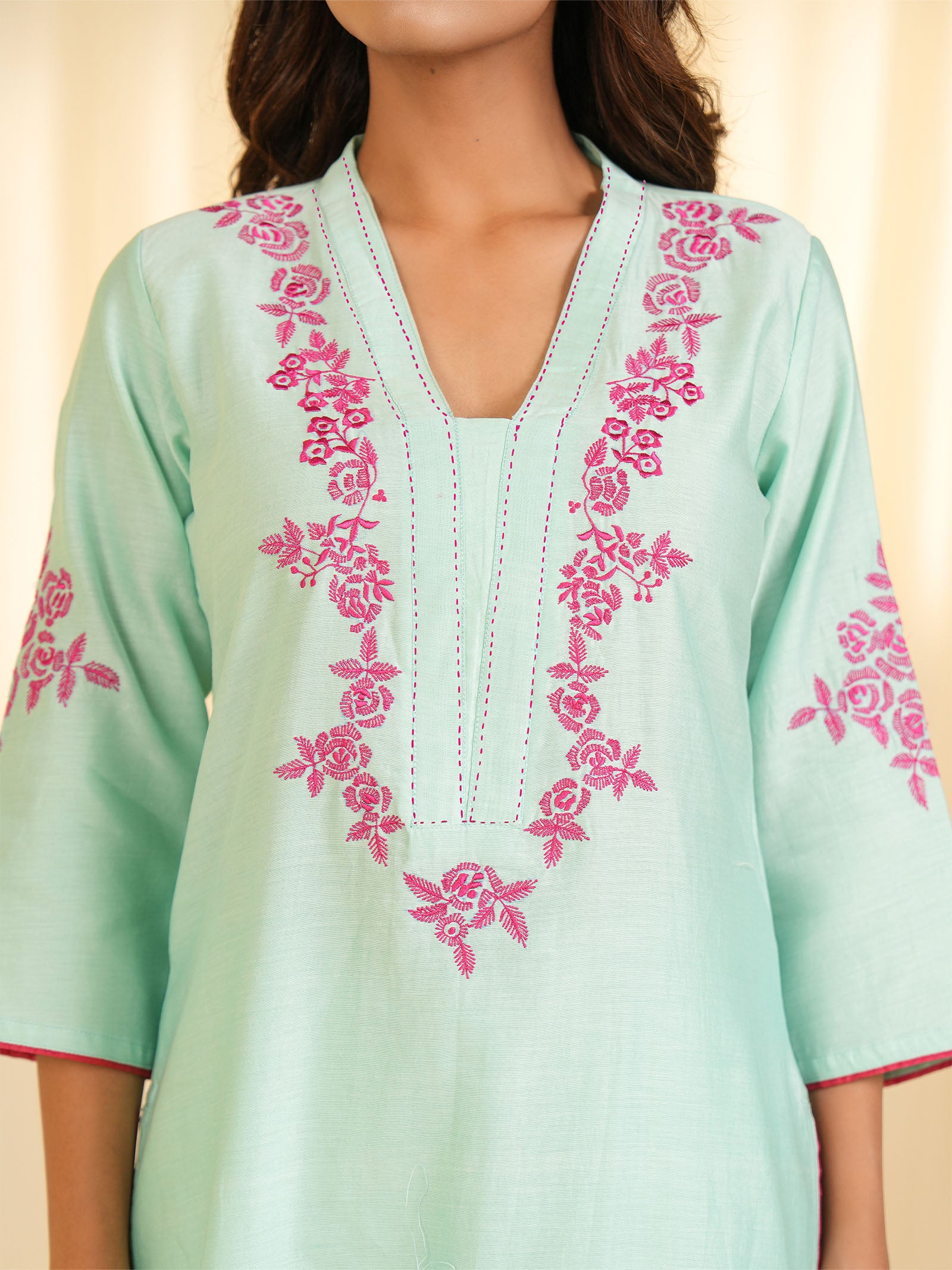 Aqua Rose Chanderi Kurta
