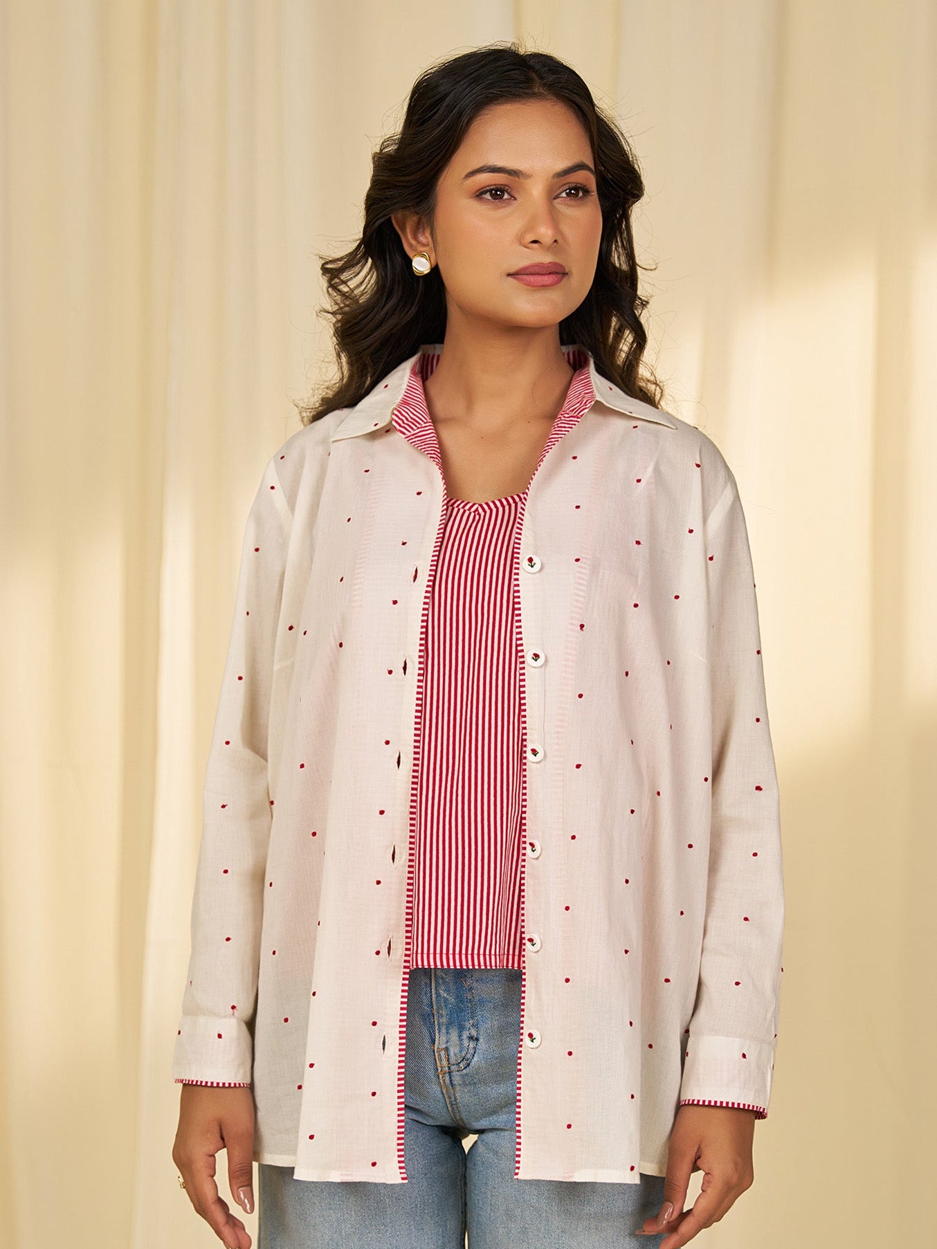 Bare Dots Voile Shirt (Set Of 2)