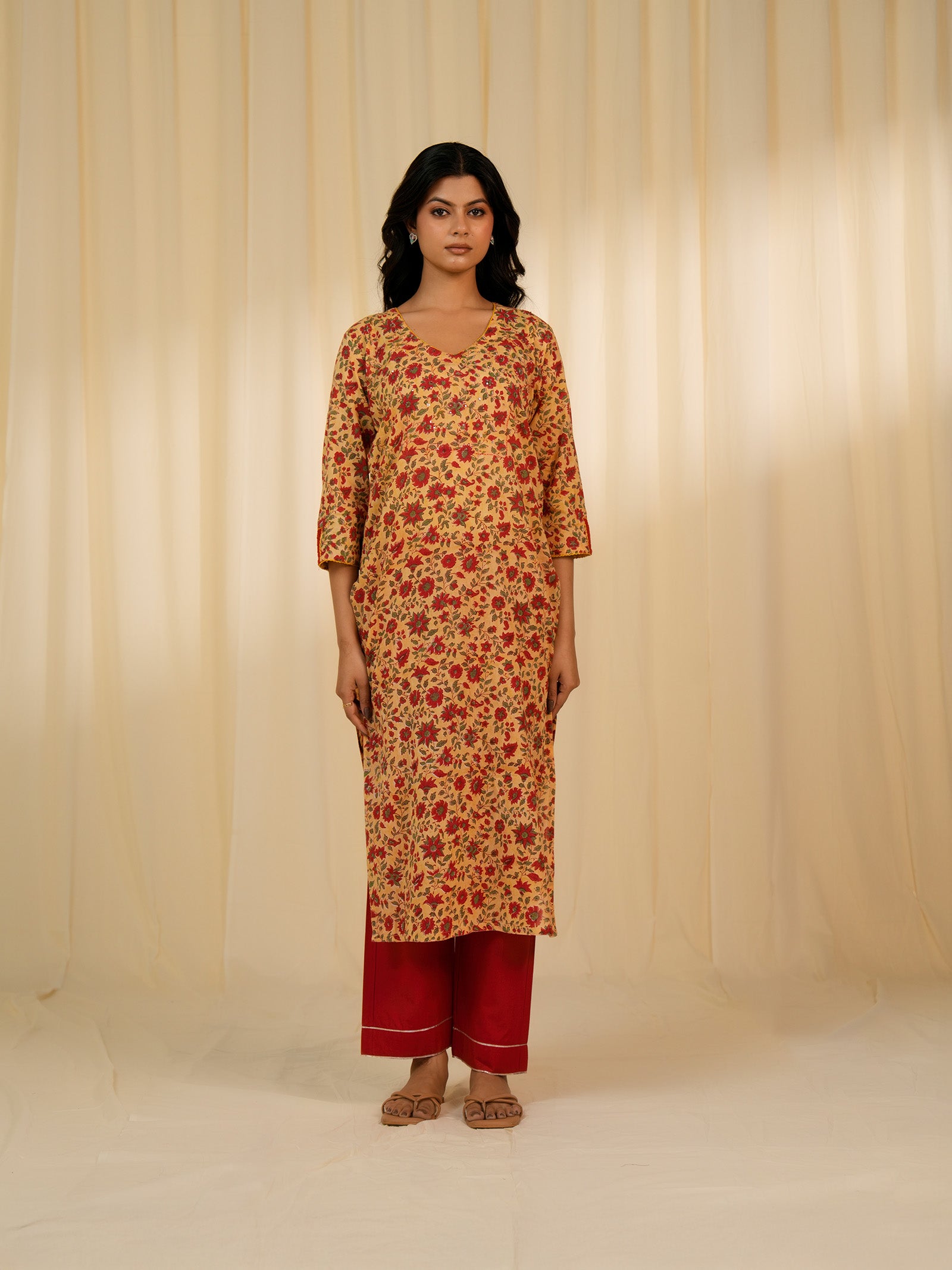 Basanti Voile Kurta