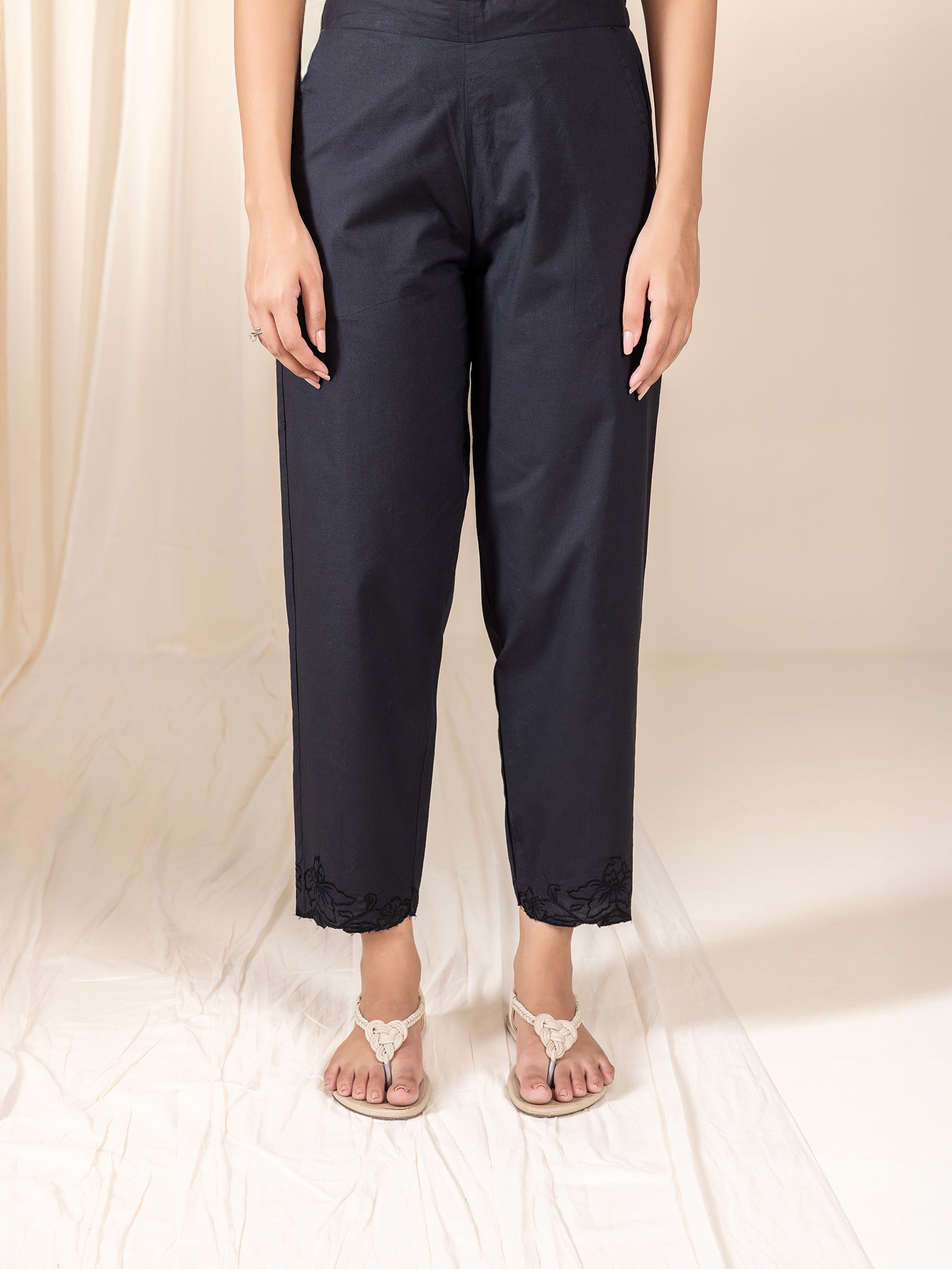 Black Cutwork Cotton Seriously Short Pants