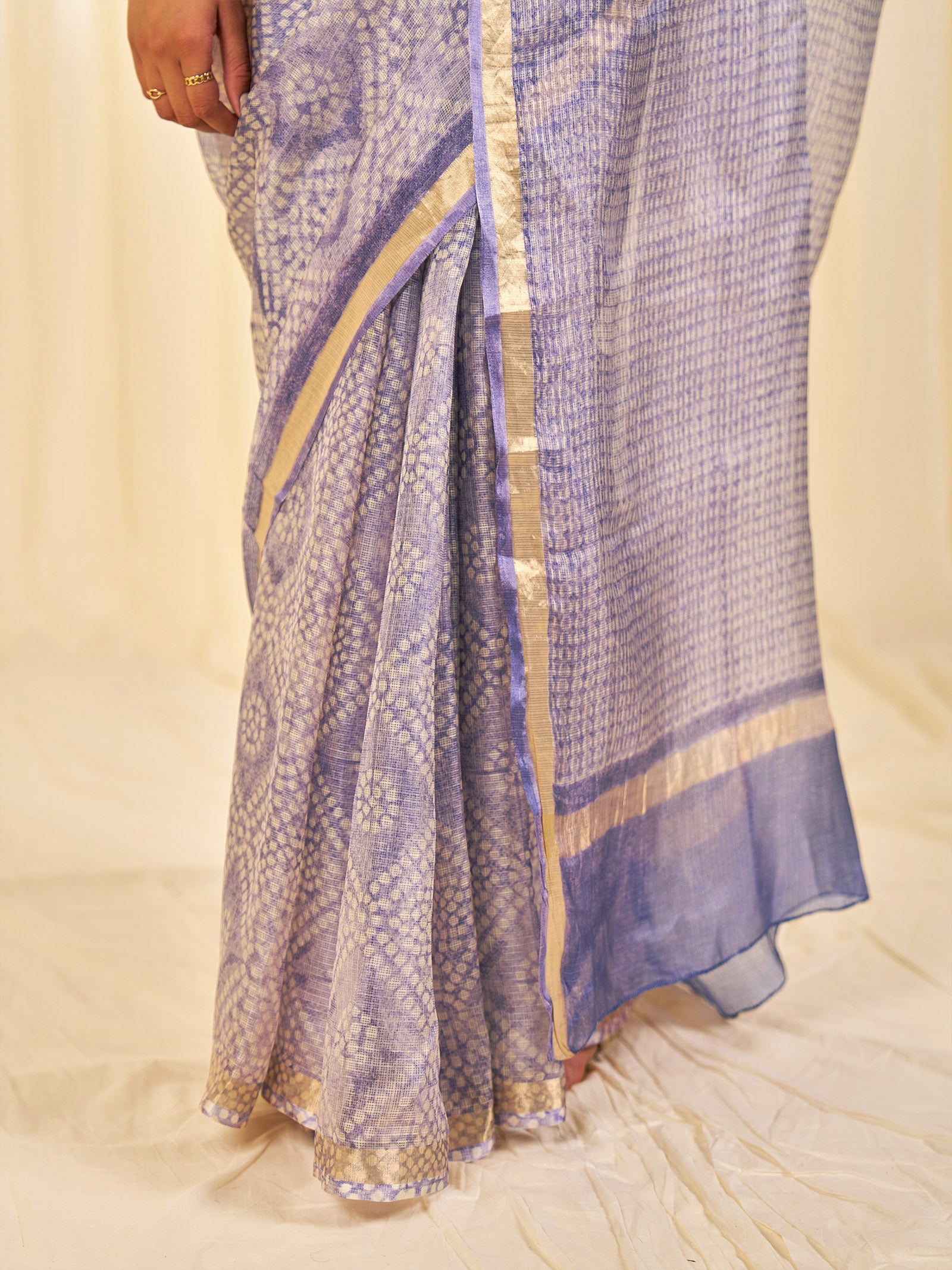 Block Bandhej Purple Kota Silk Saree