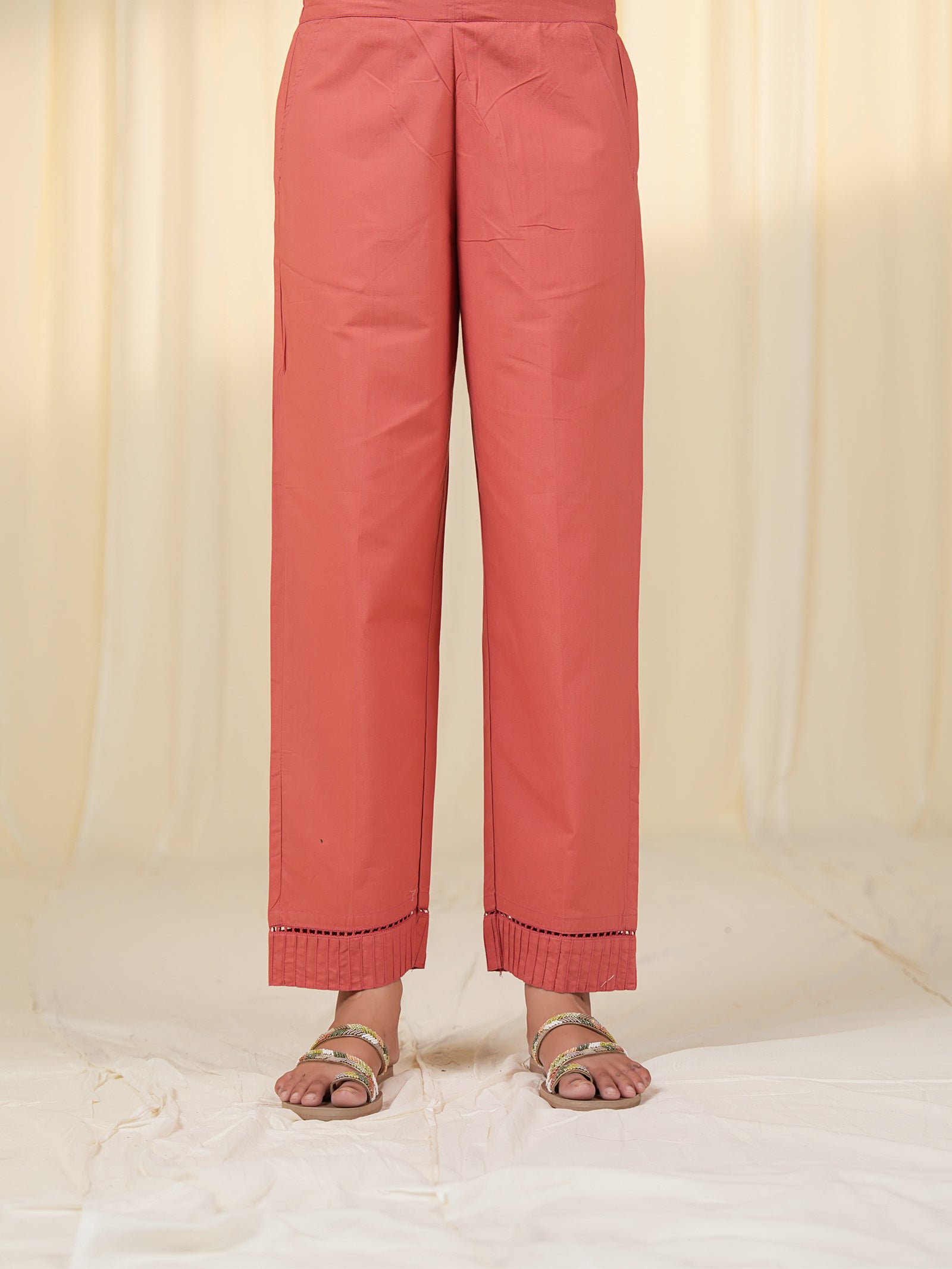 Blossom Mist Cotton Straight Pants