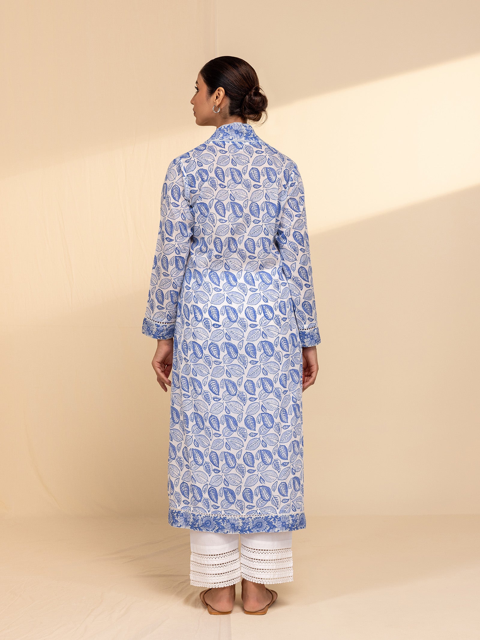 Blue Leaves Voile Kurta