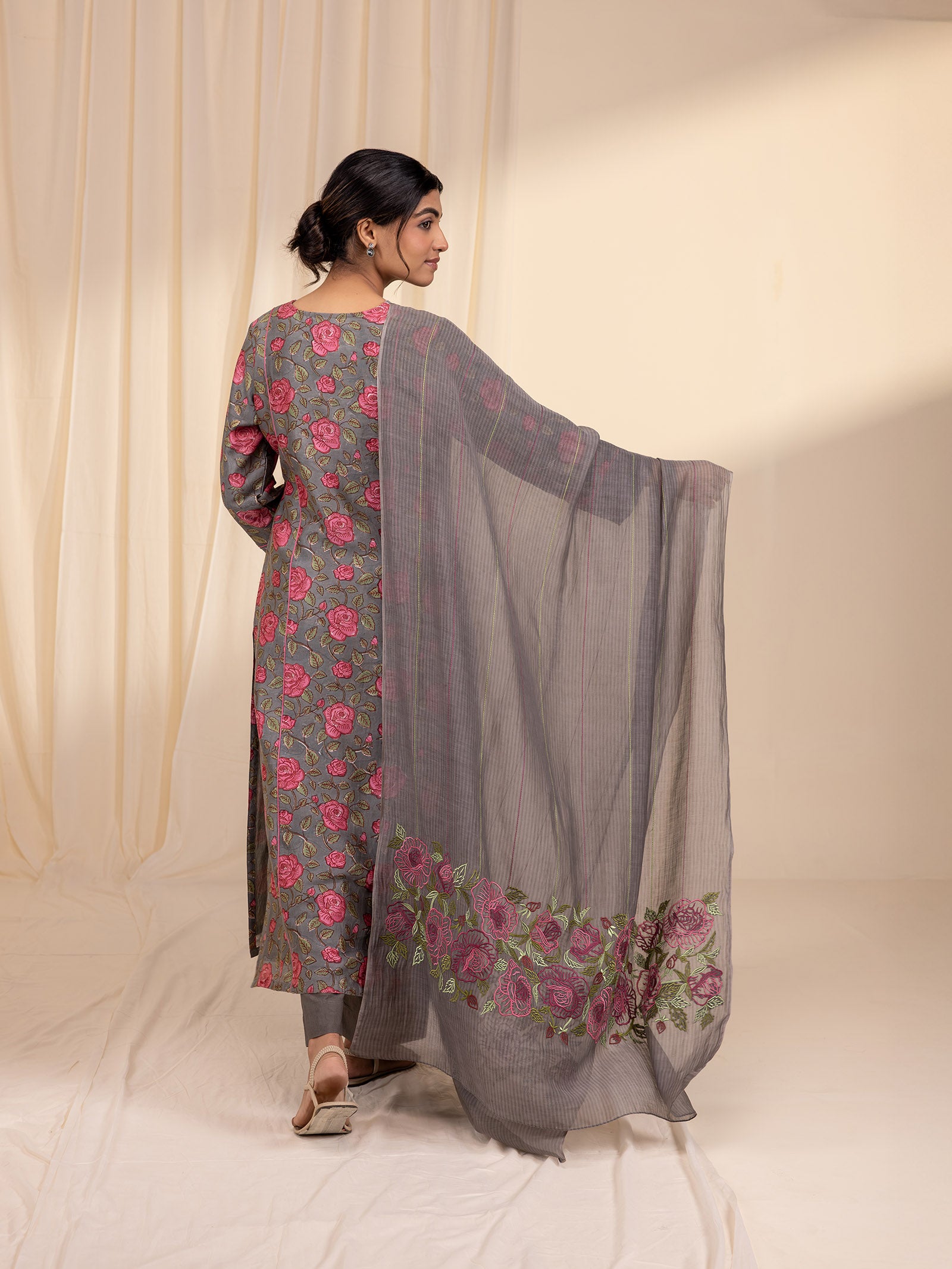 Blush Over Stone Chanderi Dupatta