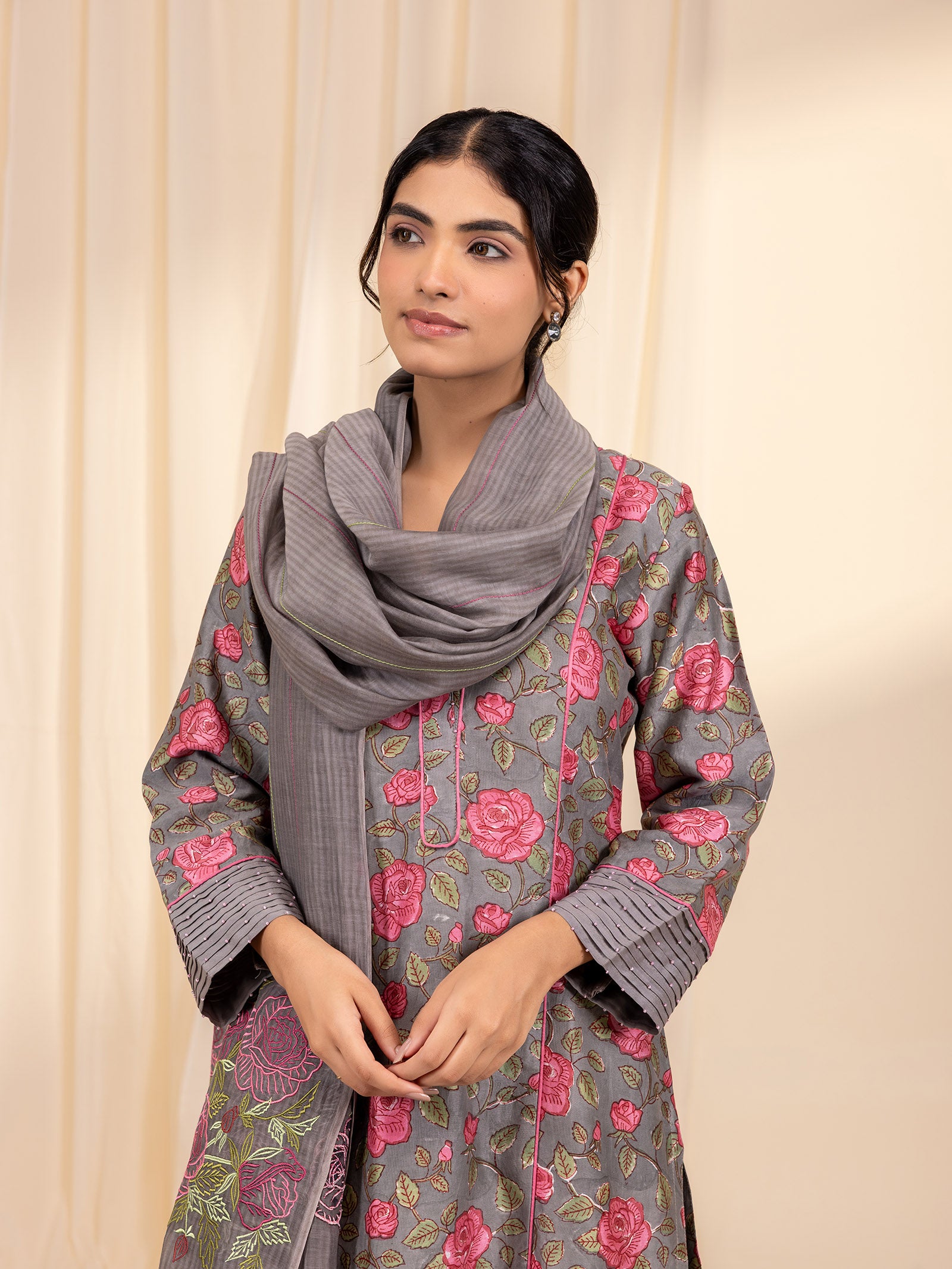 Blush Over Stone Chanderi Dupatta