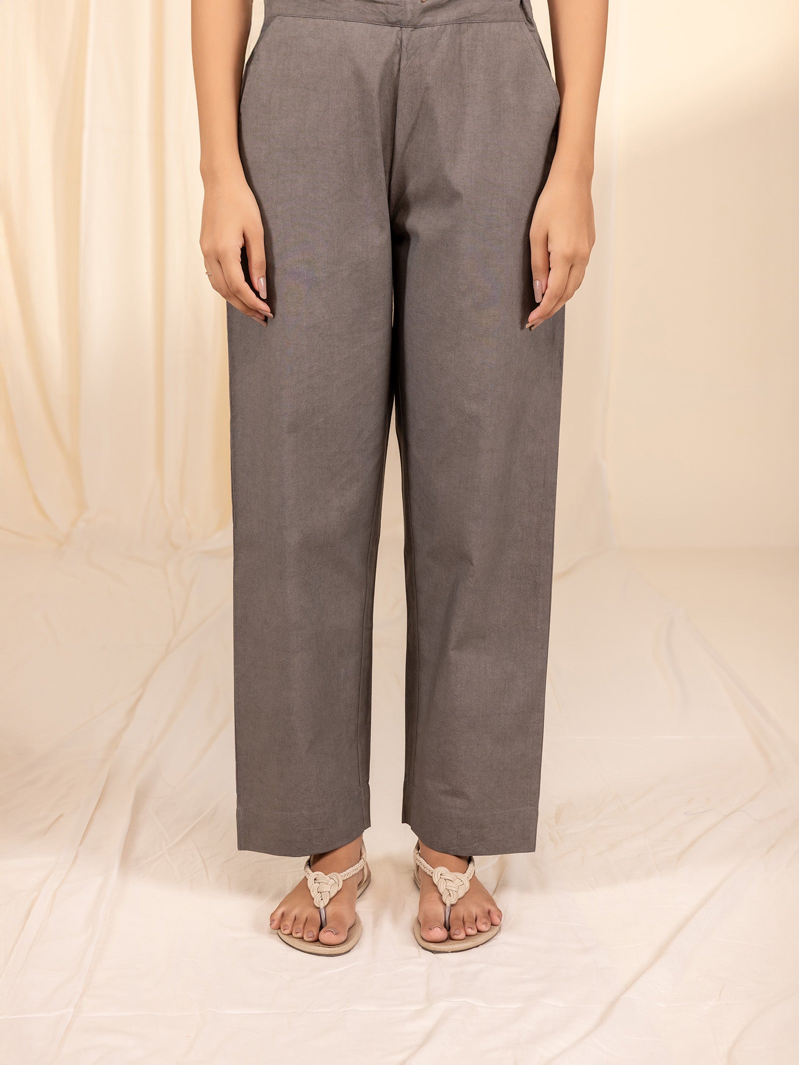 Blush Over Stone Cotton Straight Pants