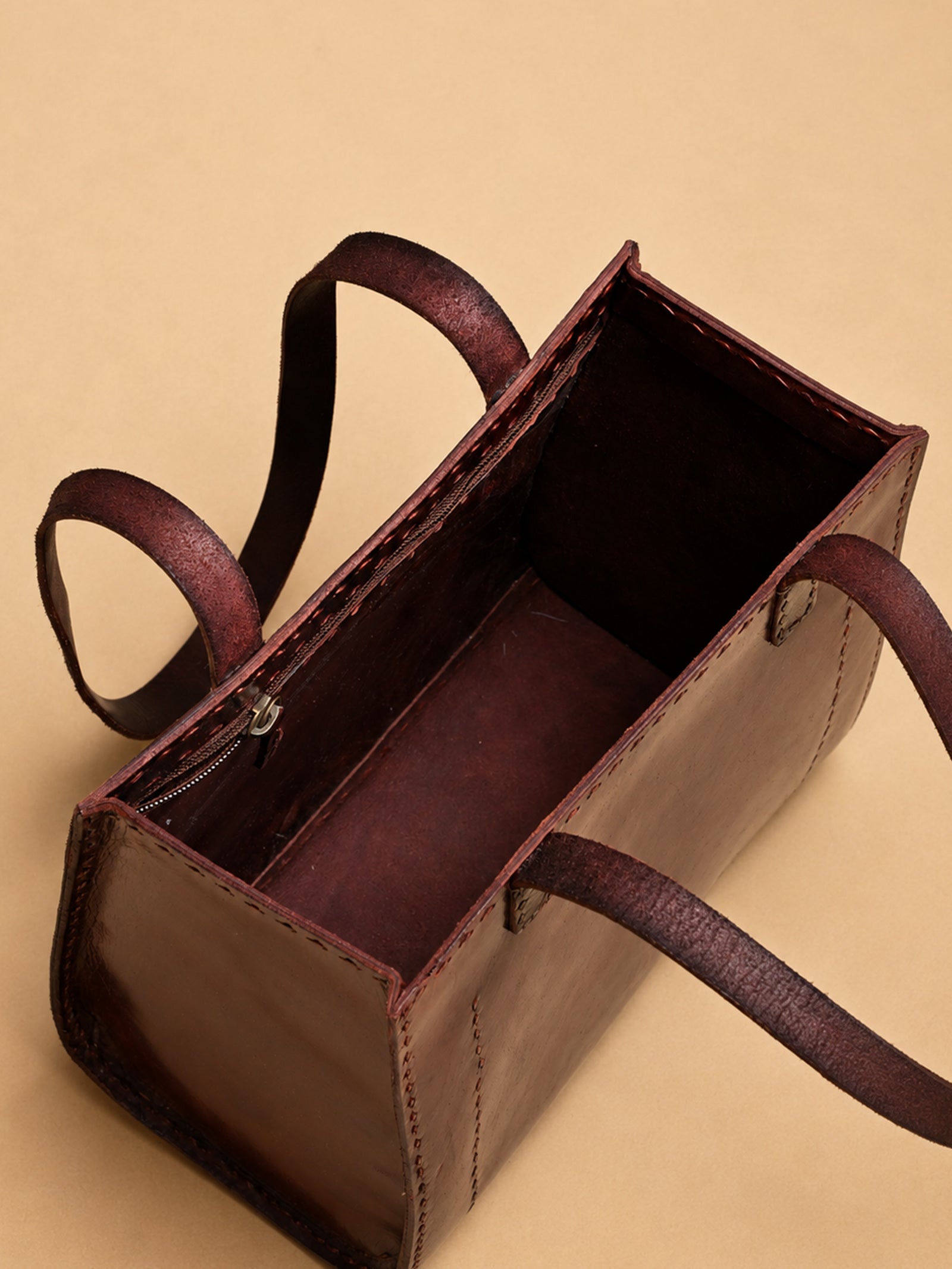 Brown Tote Leather Bag - Small