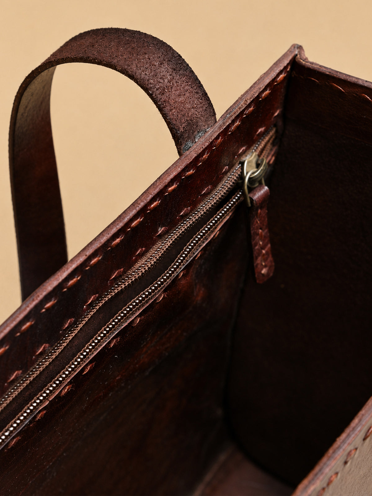Brown Tote Leather Bag - Small