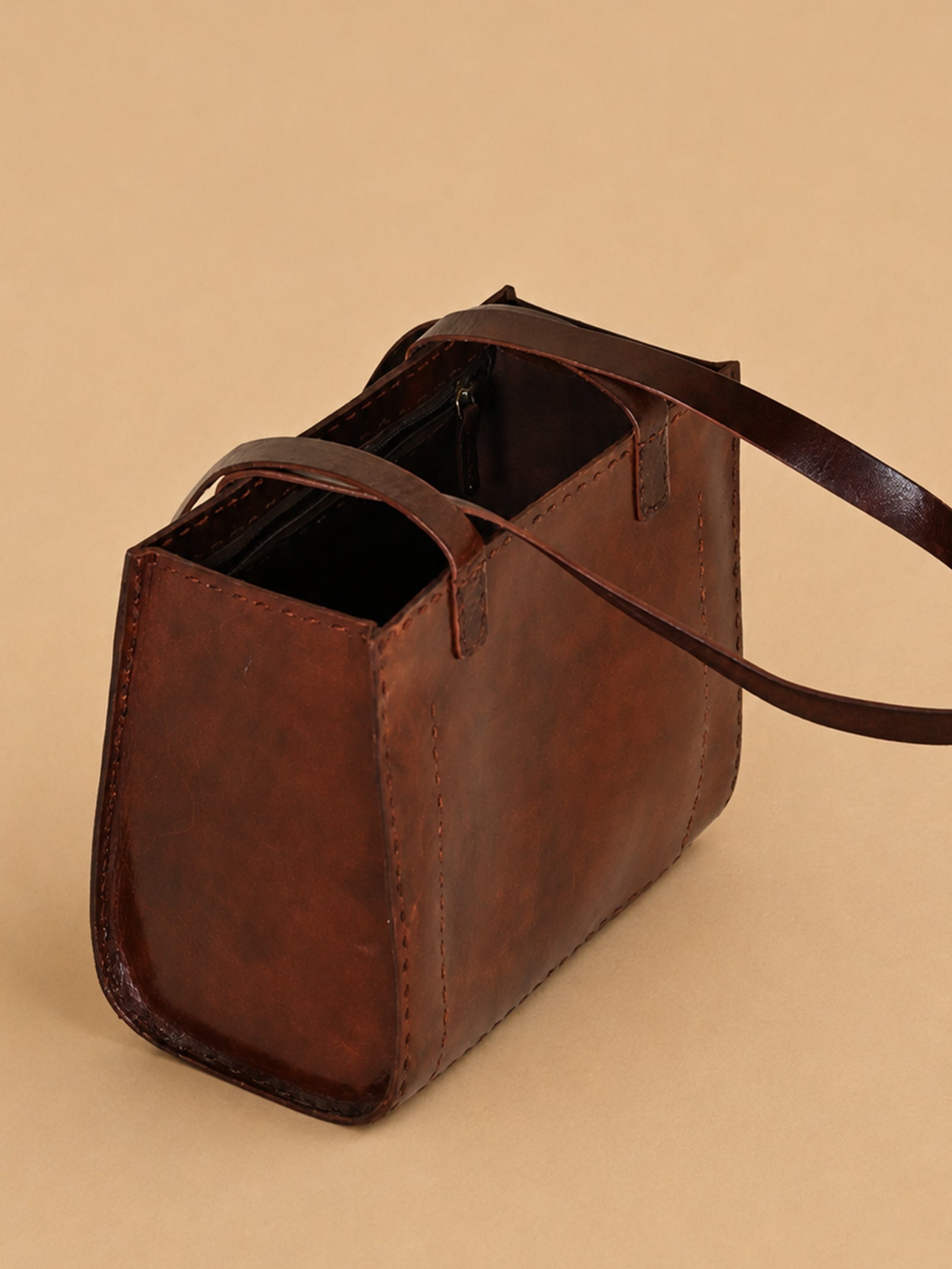 Brown Tote Leather Bag - Small
