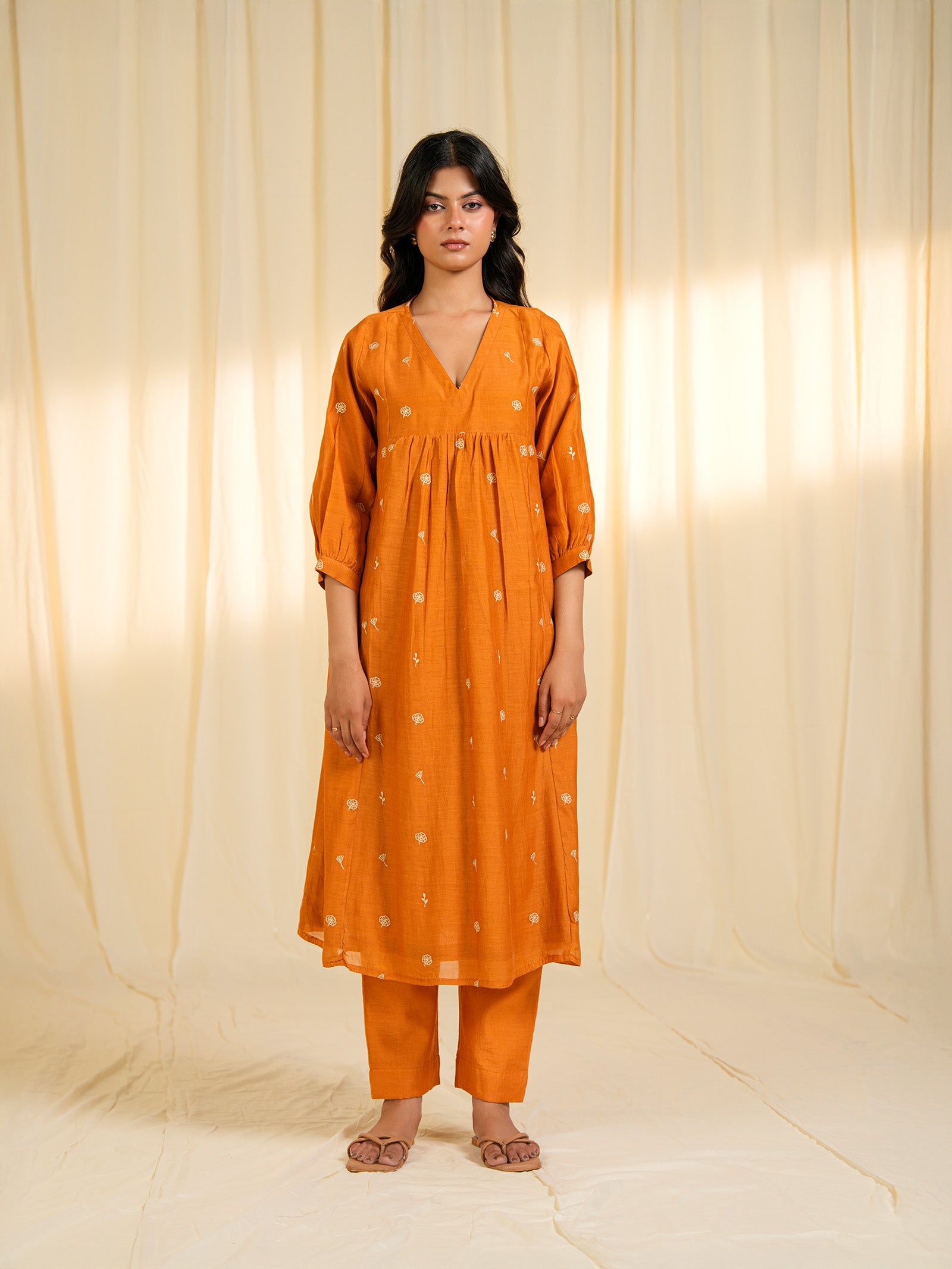 Burnt Gold Chanderi Kurta