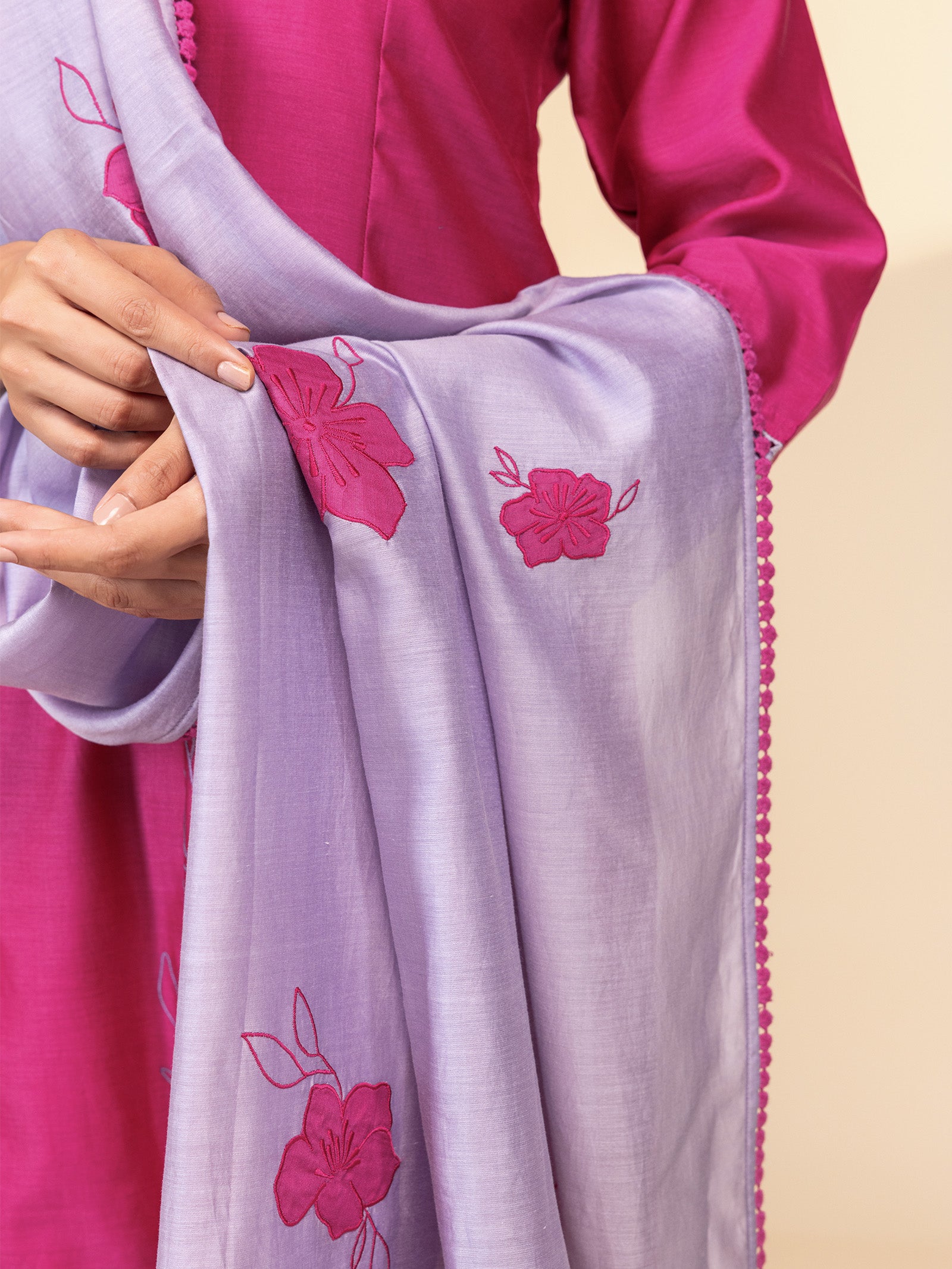 C-B Pink Chanderi Dupatta