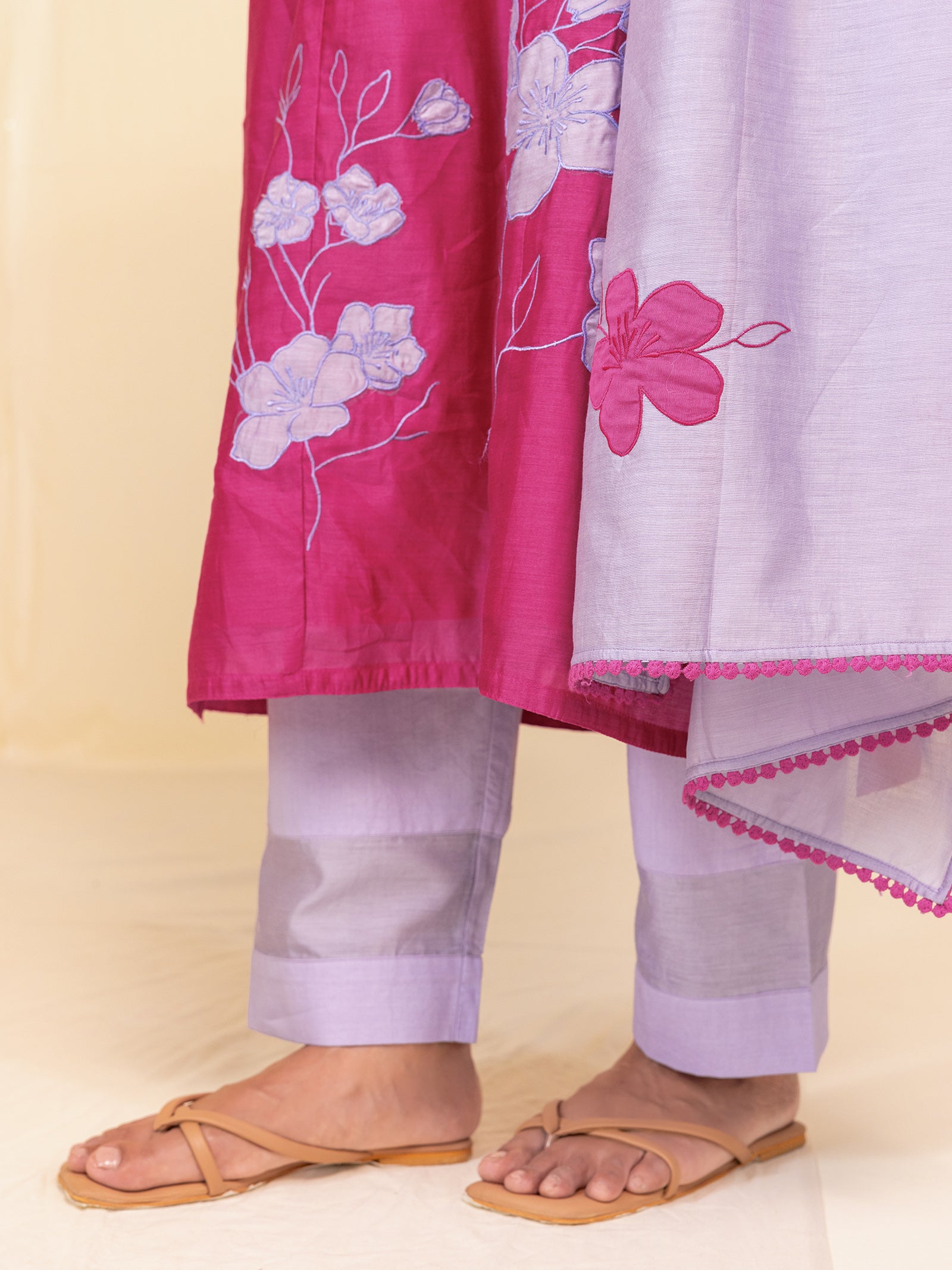 C-B Pink Chanderi Dupatta