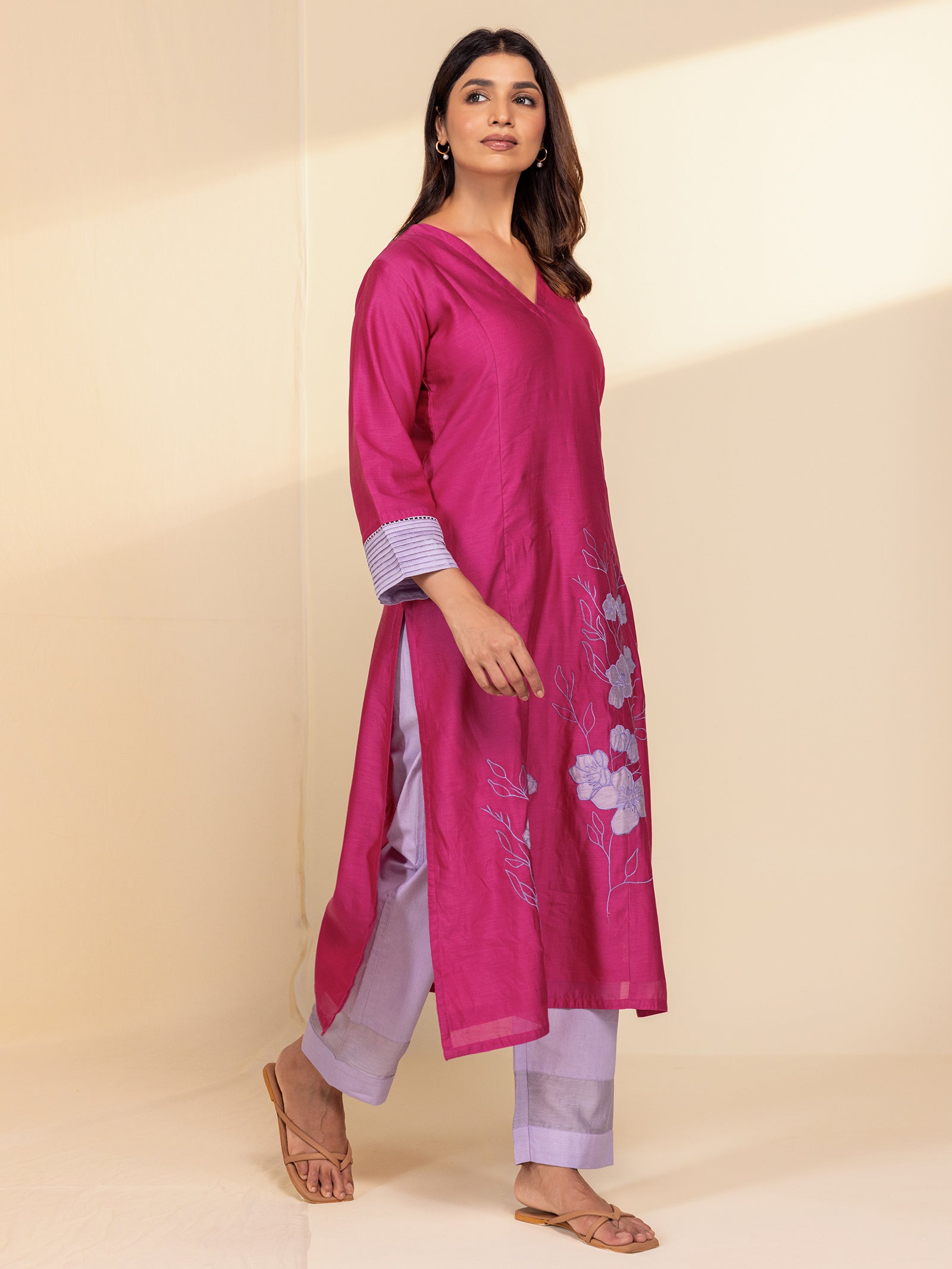C-B Pink Chanderi Kurta